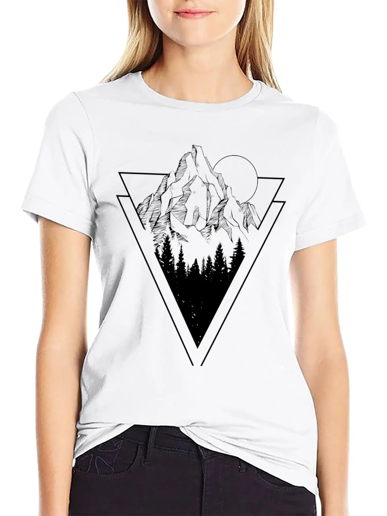 Mountain Sketch Stylish Everyday T-Shirt – Unisex Basic Cotton Tee