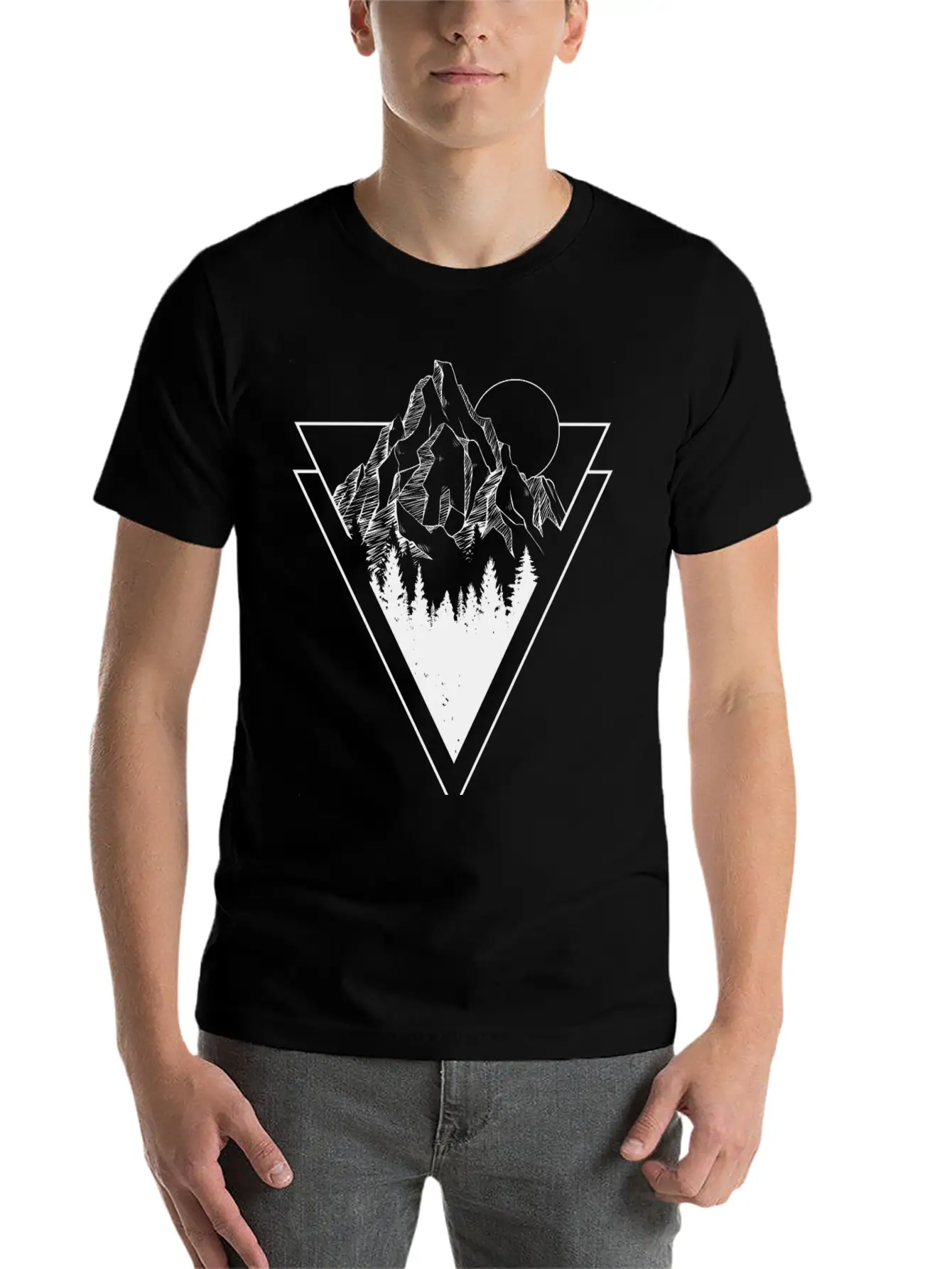 Mountain Sketch Stylish Everyday T-Shirt – Unisex Basic Cotton Tee
