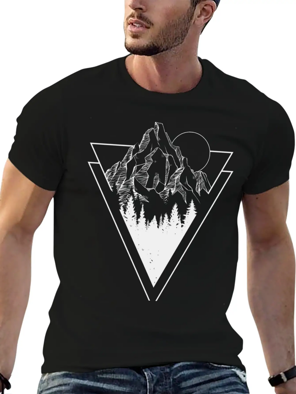 Mountain Sketch Stylish Everyday T-Shirt – Unisex Basic Cotton Tee