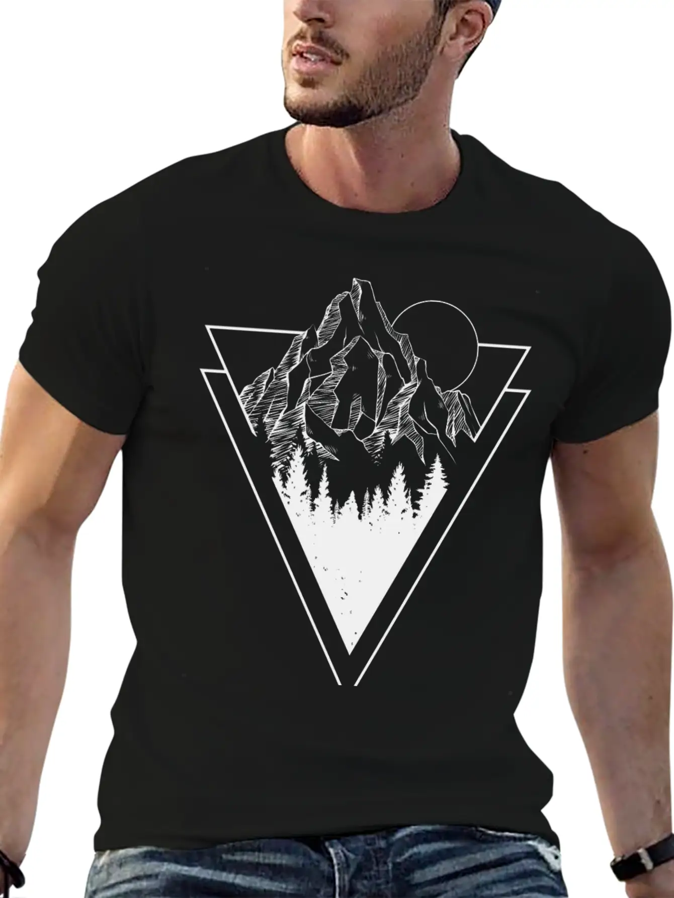 Mountain Sketch Stylish Everyday T-Shirt – Unisex Basic Cotton Tee