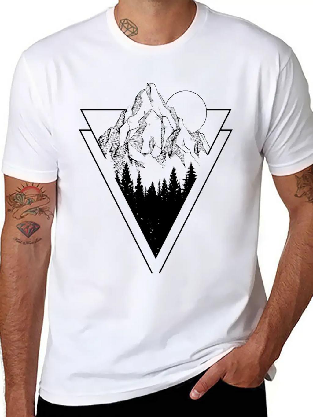 Mountain Sketch Stylish Everyday T-Shirt – Unisex Basic Cotton Tee