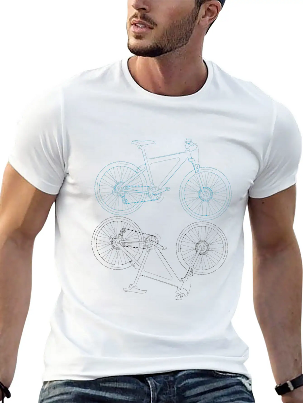 Mountainbike Bicycle Sketch Unisex Casual T-Shirt – Clean Design For Daily Comfort
