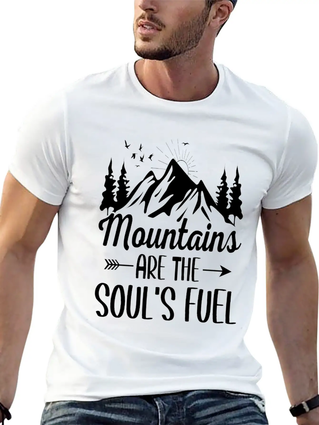 Mountains Are The Soul S Fuel Unisex Short Sleeve Soft Cotton T-Shirt – Casual Everyday Wear