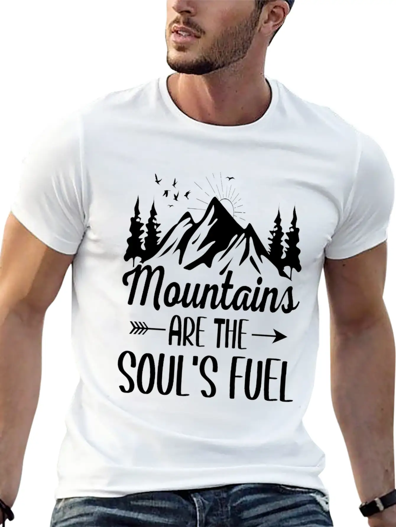Mountains Are The Soul S Fuel Unisex Short Sleeve Soft Cotton T-Shirt – Casual Everyday Wear