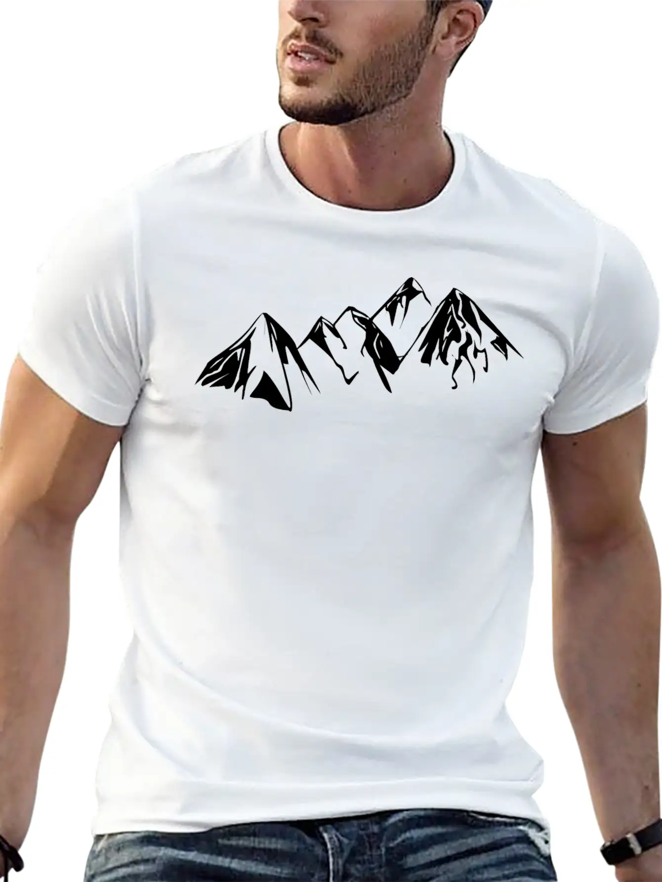 Mountains Landscape Drawing Classic Fit Graphic Tee For Daily Comfort – Unisex Cotton Shirt