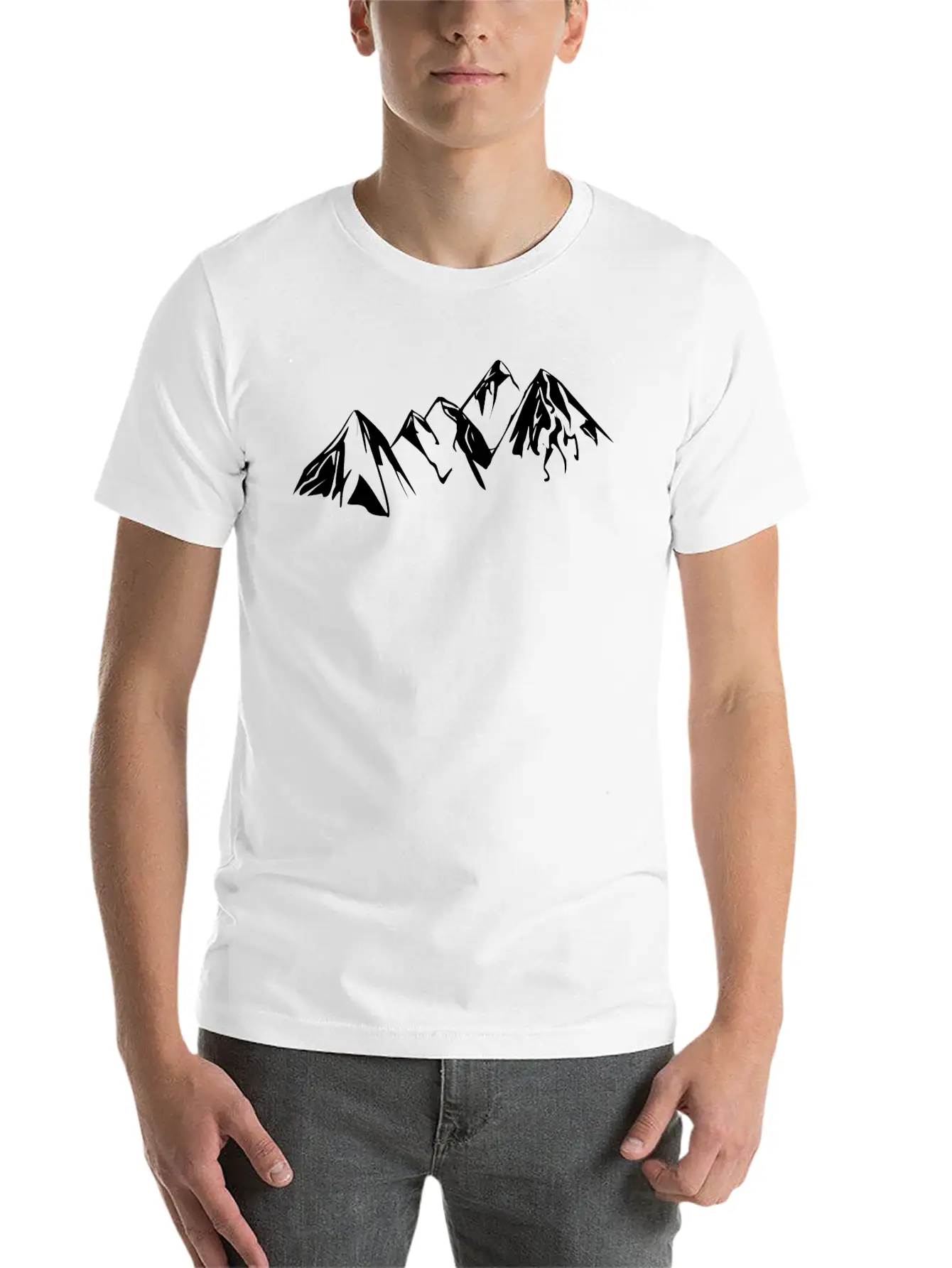 Mountains Landscape Drawing Classic Fit Graphic Tee For Daily Comfort – Unisex Cotton Shirt