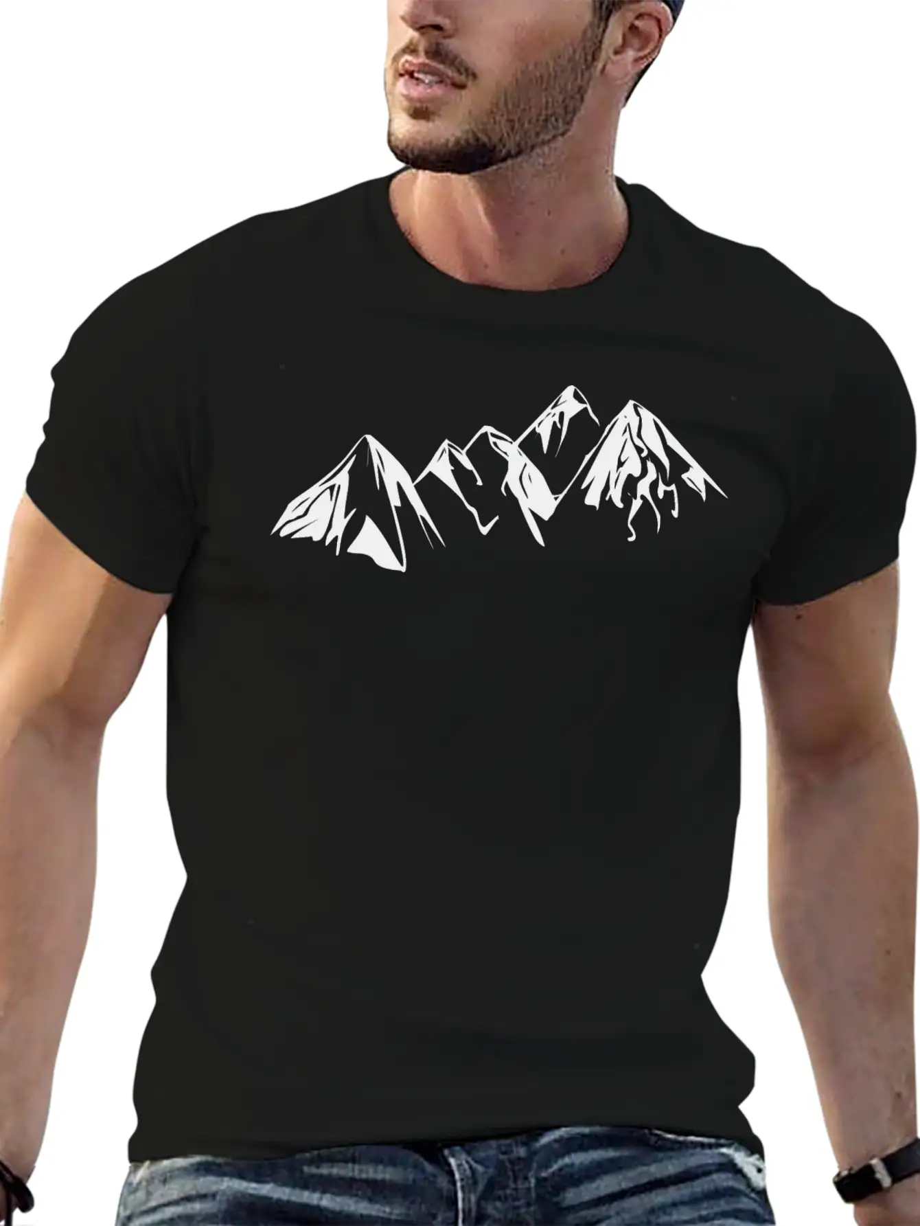 Mountains Landscape Drawing Classic Fit Graphic Tee For Daily Comfort – Unisex Cotton Shirt