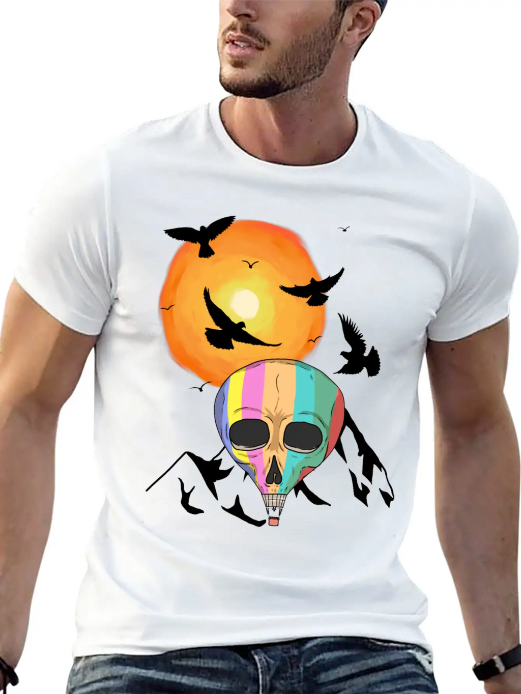 Mountains Sun Travel Tourist Fly Flying Heaven Sky Essential Cotton Tee For Daily Outfits – Unisex Style