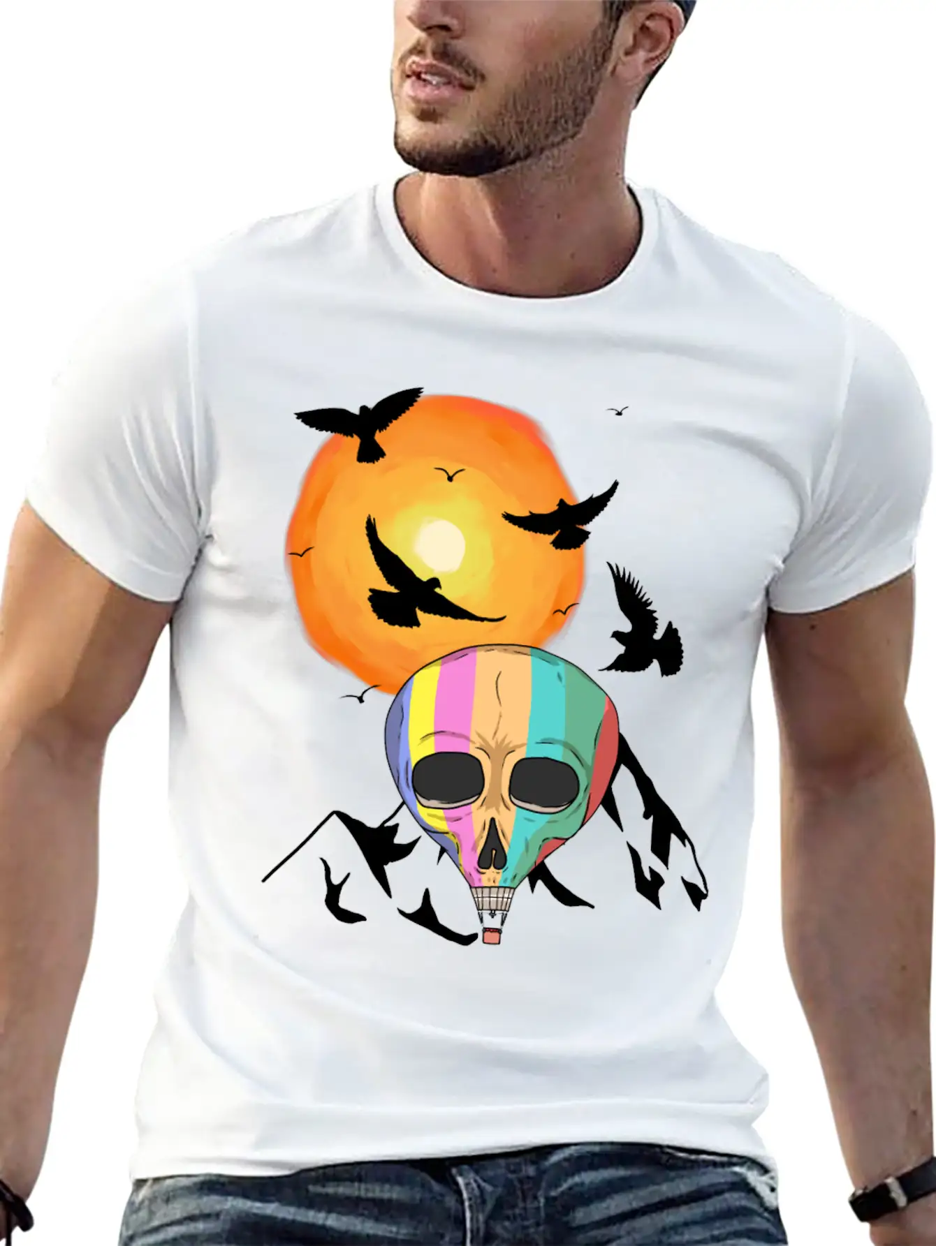 Mountains Sun Travel Tourist Fly Flying Heaven Sky Essential Cotton Tee For Daily Outfits – Unisex Style