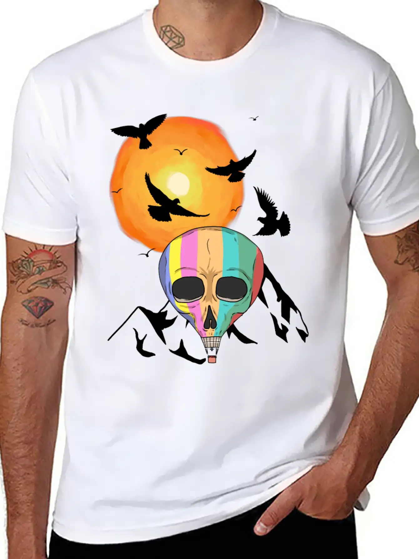 Mountains Sun Travel Tourist Fly Flying Heaven Sky Essential Cotton Tee For Daily Outfits – Unisex Style