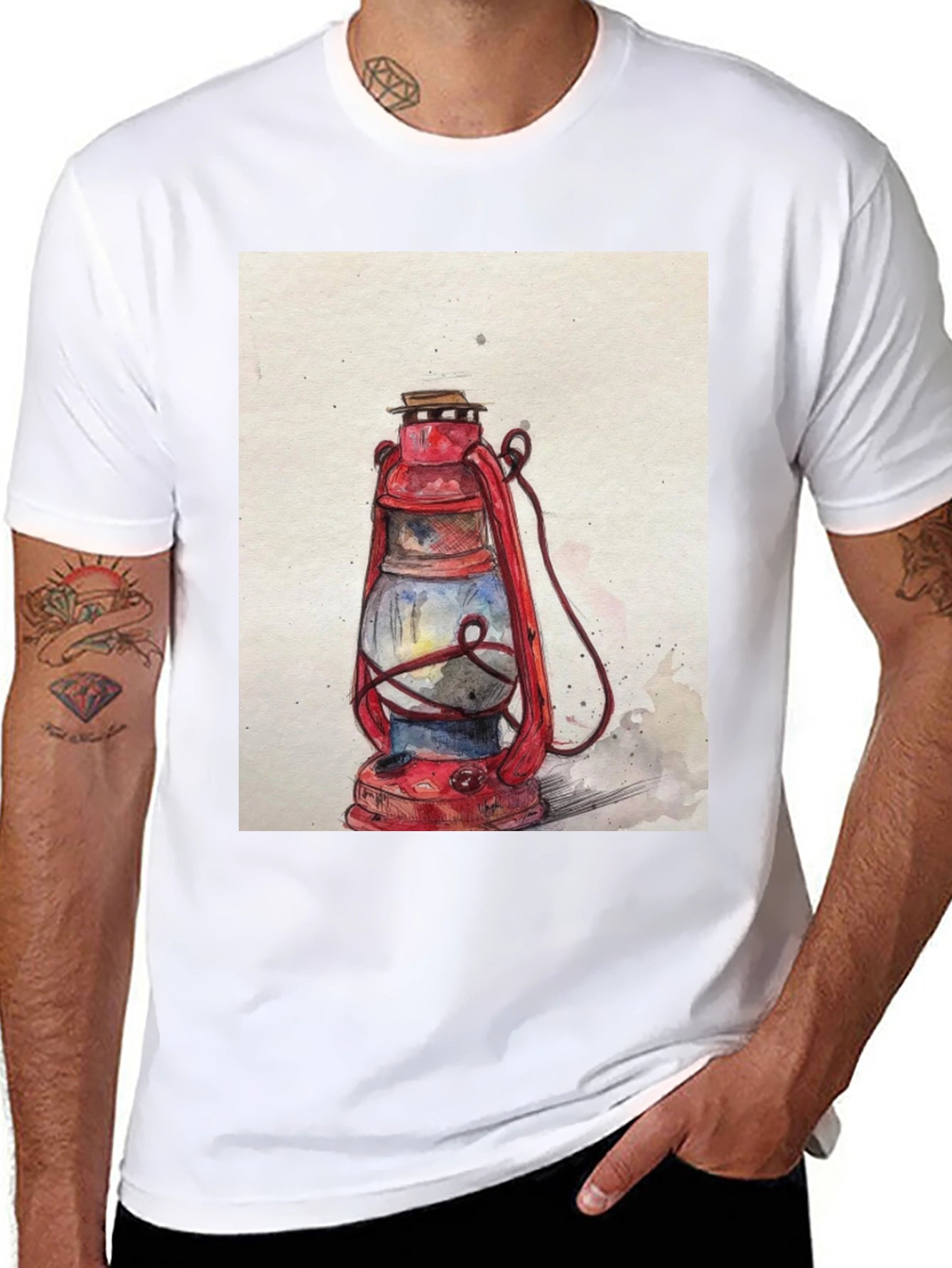 Vintage Lantern Graphic Tee - Classic Style