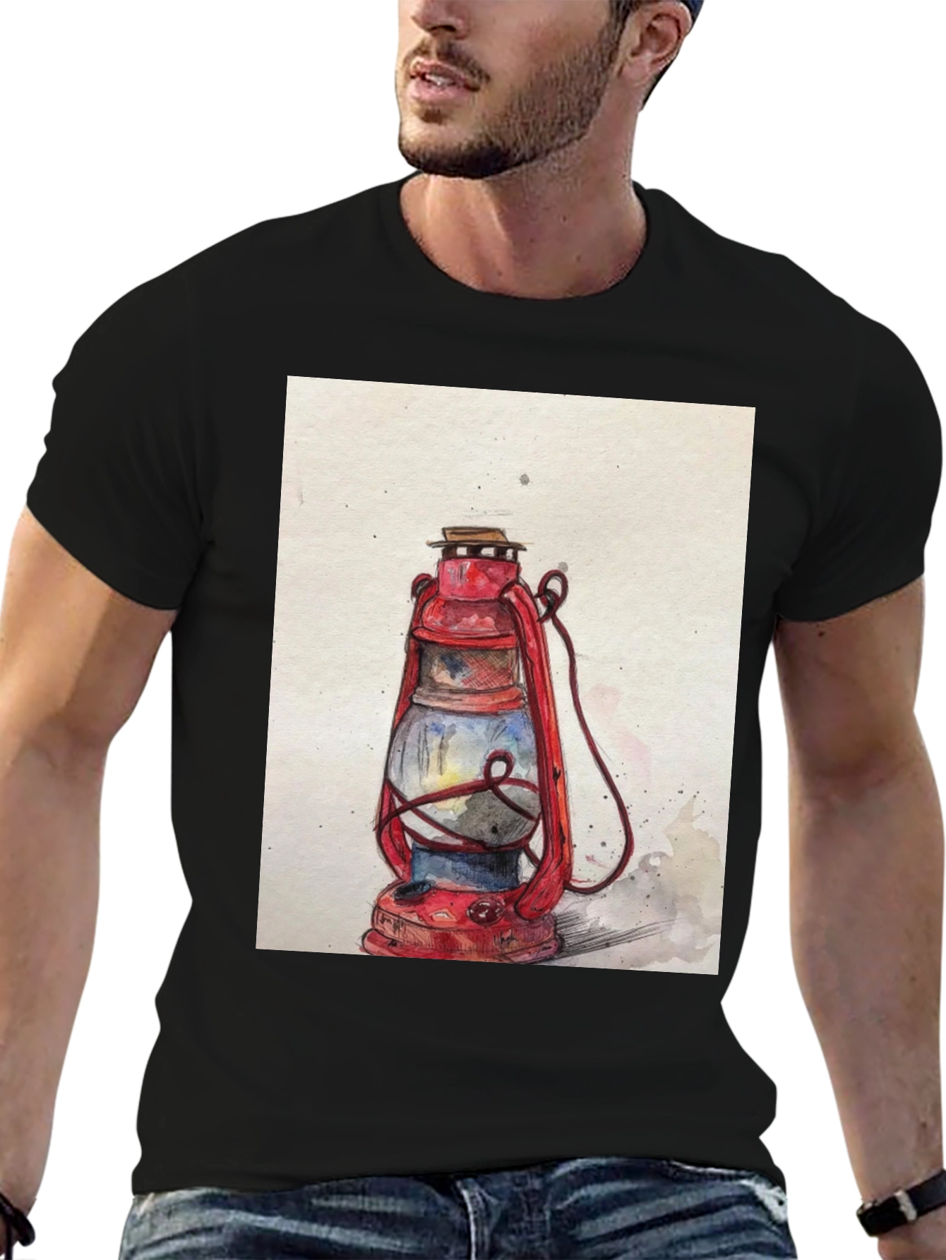 Vintage Lantern Graphic Tee - Classic Style