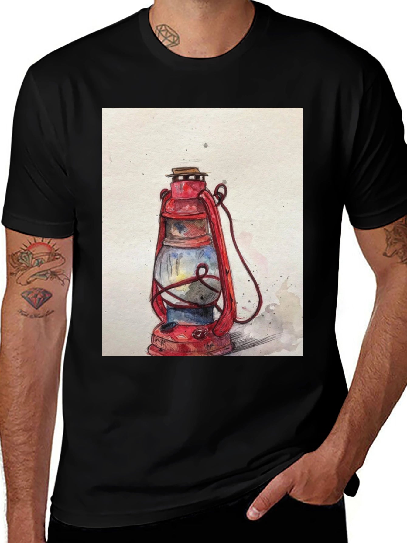 Vintage Lantern Graphic Tee - Classic Style