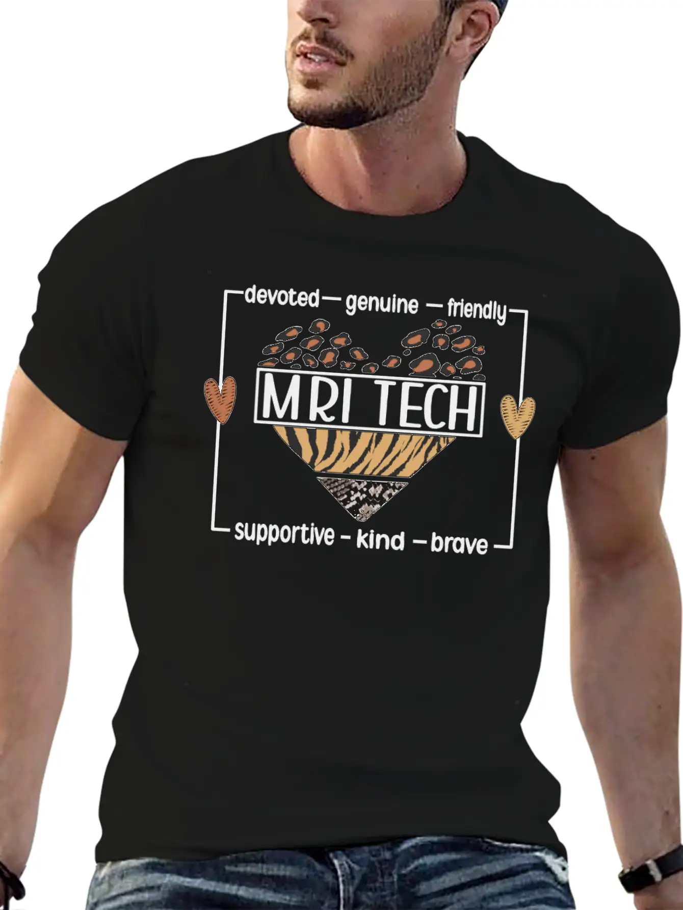 MRI Technologist Heart MRI Tech Appreciation Week Casual Graphic T-Shirt – Simple And Comfortable Daily Wear