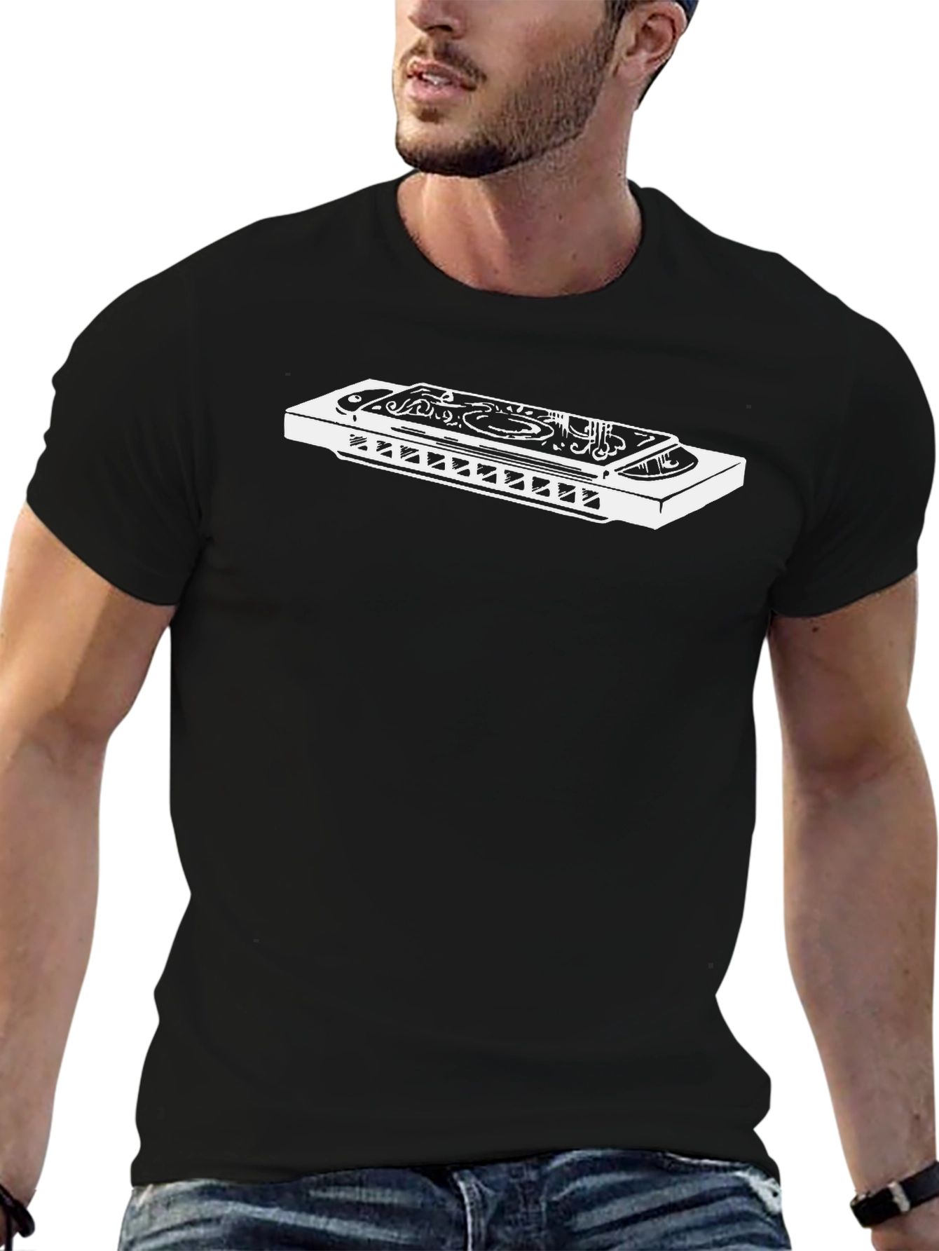 Harmonica Graphic Tee - Music Lovers T-Shirt