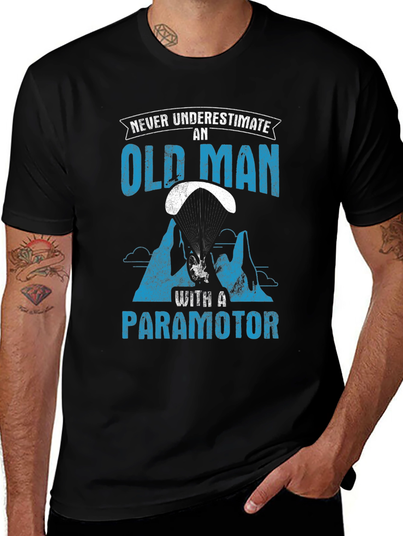 Old Man Paramotor T-Shirt - Adventure Awaits!