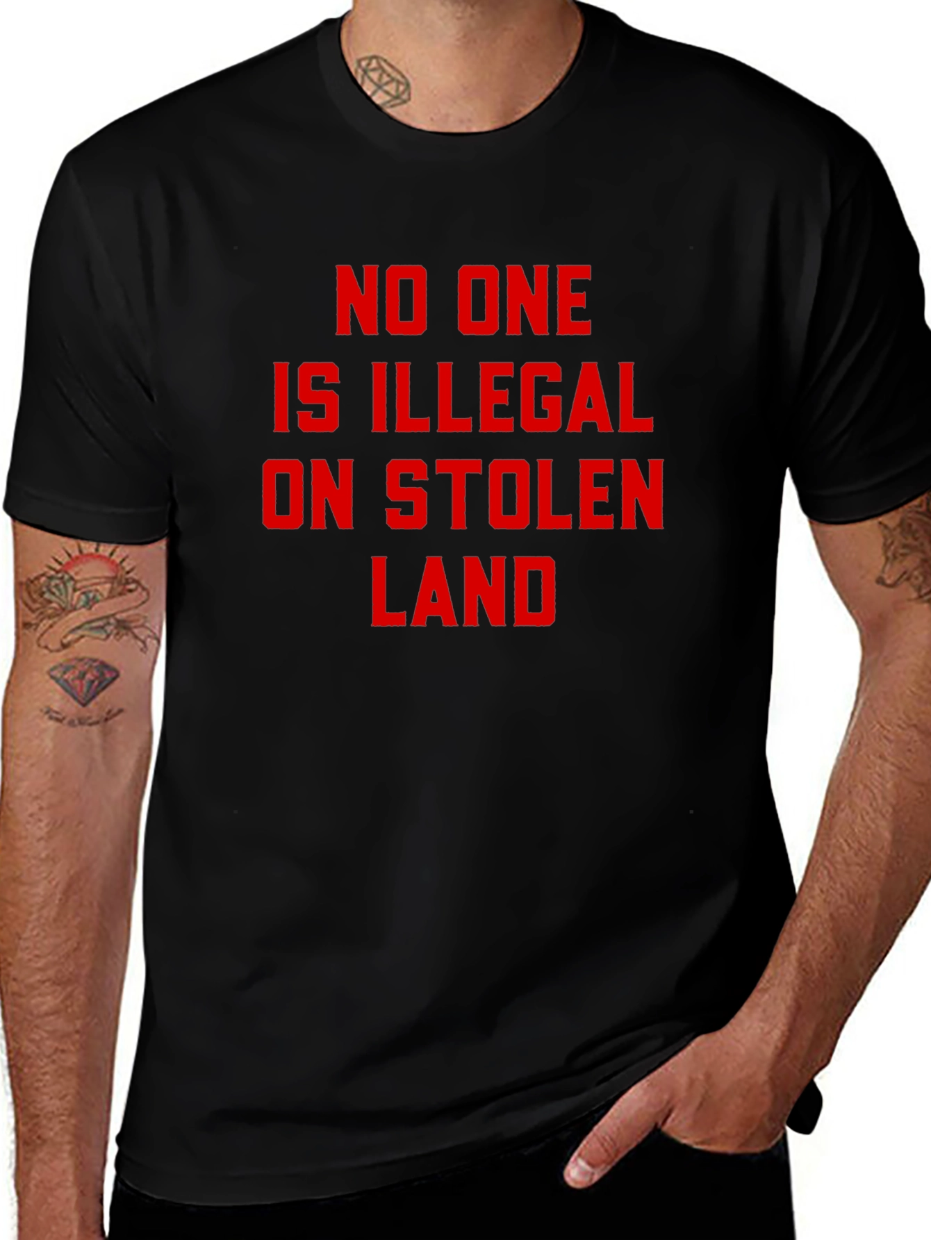 Stolen Land T-Shirt - No One is Illegal