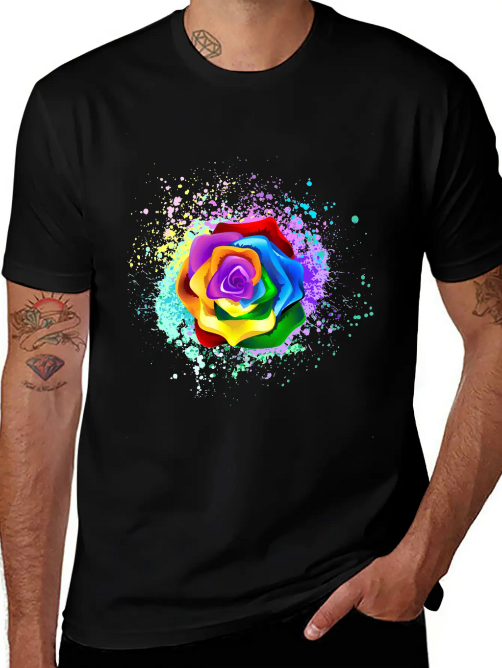 Multicolor Digital Floral Art Unisex Casual T-Shirt – Clean Design For Daily Comfort