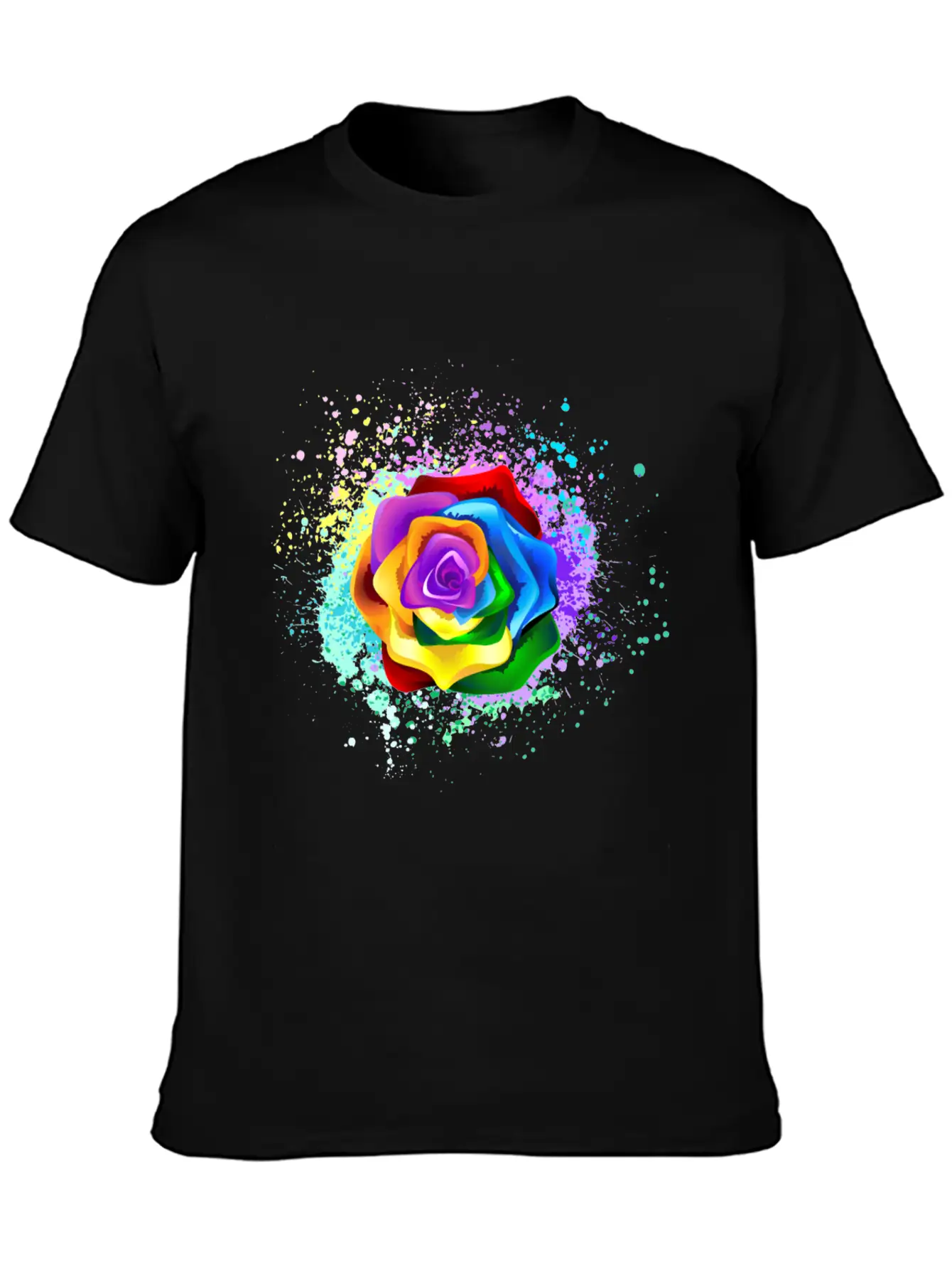 Multicolor Digital Floral Art Unisex Casual T-Shirt – Clean Design For Daily Comfort