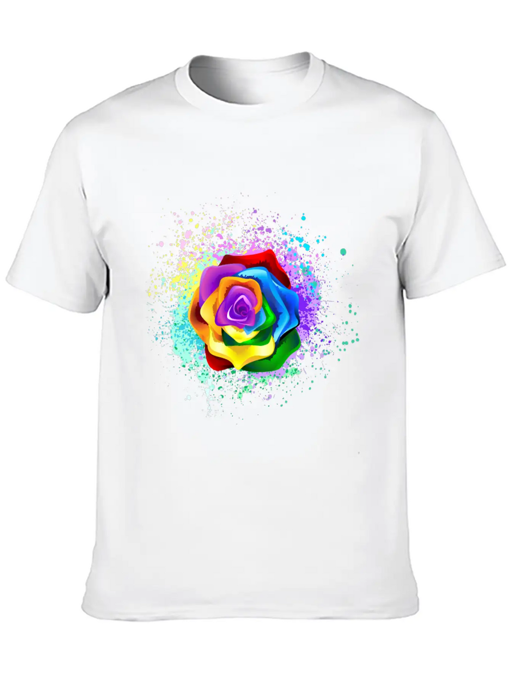 Multicolor Digital Floral Art Unisex Casual T-Shirt – Clean Design For Daily Comfort
