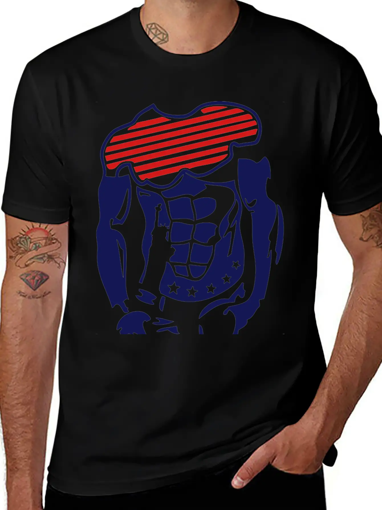 Muscular Body American 1 Unisex Short Sleeve Soft Cotton T-Shirt – Casual Everyday Wear