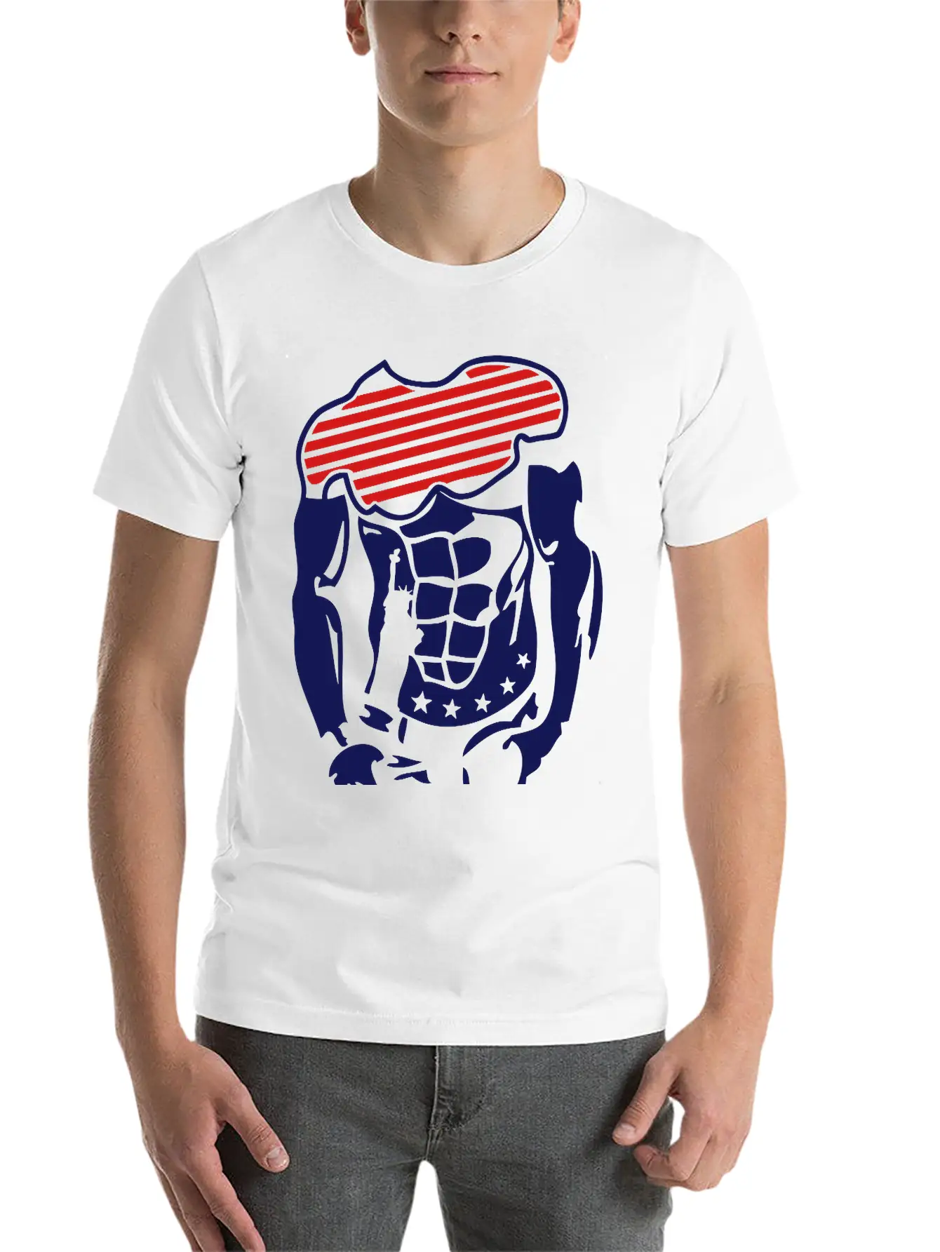 Muscular Body American 1 Unisex Short Sleeve Soft Cotton T-Shirt – Casual Everyday Wear