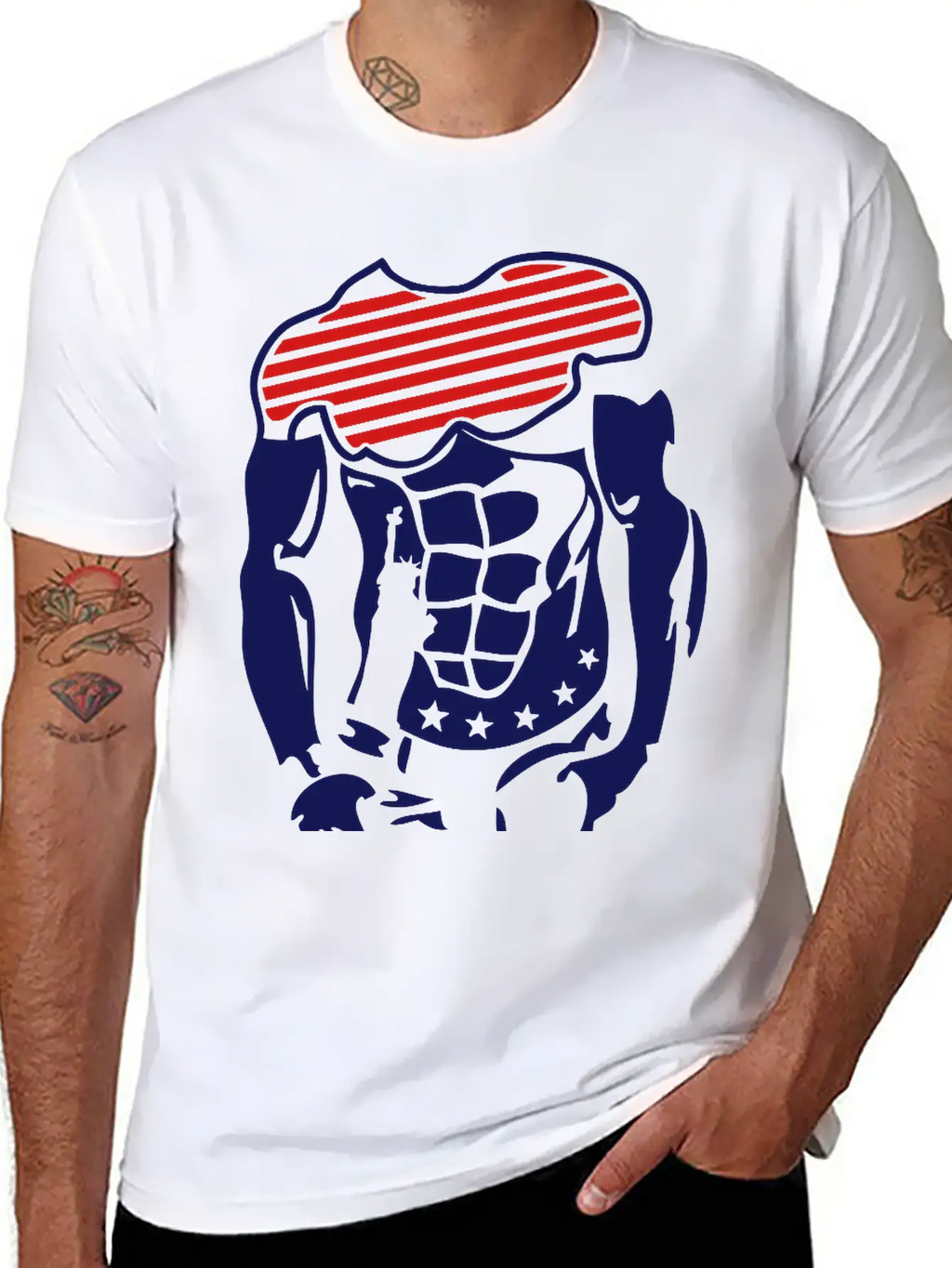 Muscular Body American 1 Unisex Short Sleeve Soft Cotton T-Shirt – Casual Everyday Wear