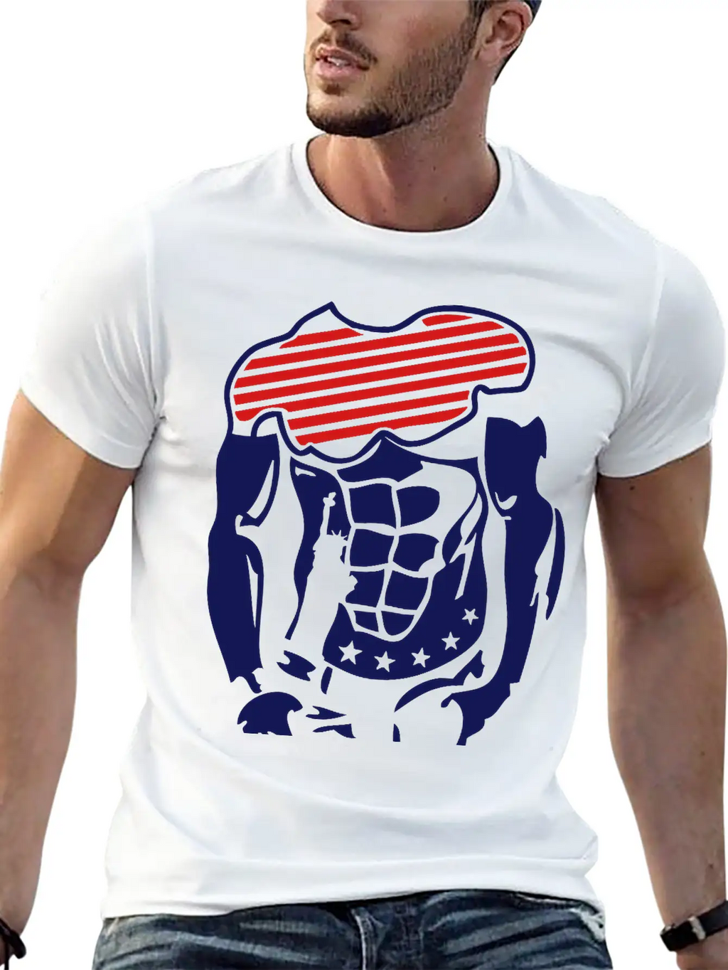 Muscular Body American 1 Unisex Short Sleeve Soft Cotton T-Shirt – Casual Everyday Wear