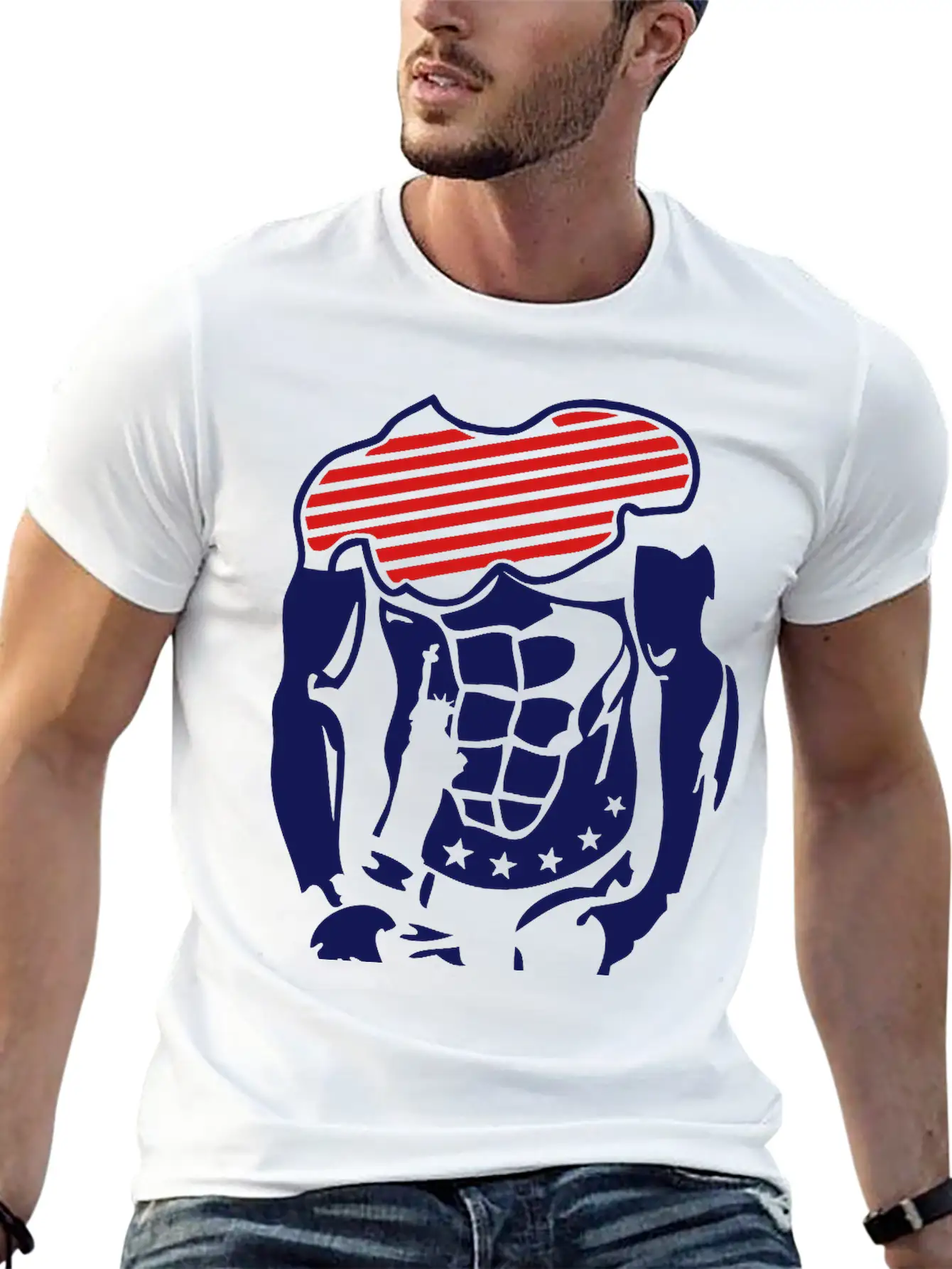 Muscular Body American 1 Unisex Short Sleeve Soft Cotton T-Shirt – Casual Everyday Wear