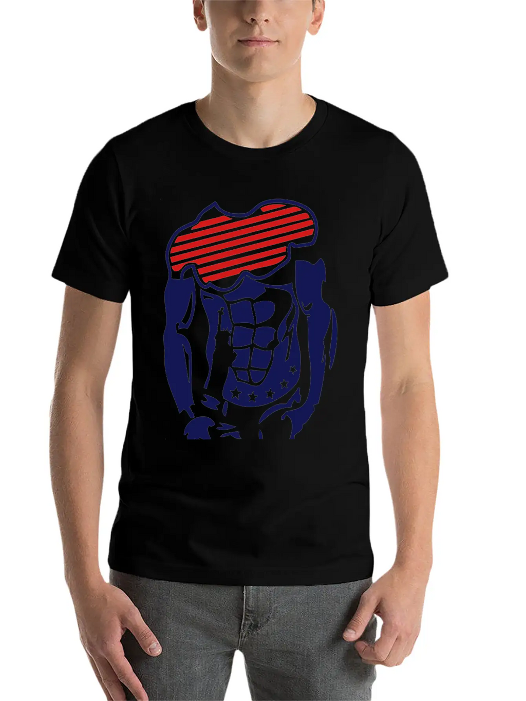 Muscular Body American 1 Unisex Short Sleeve Soft Cotton T-Shirt – Casual Everyday Wear