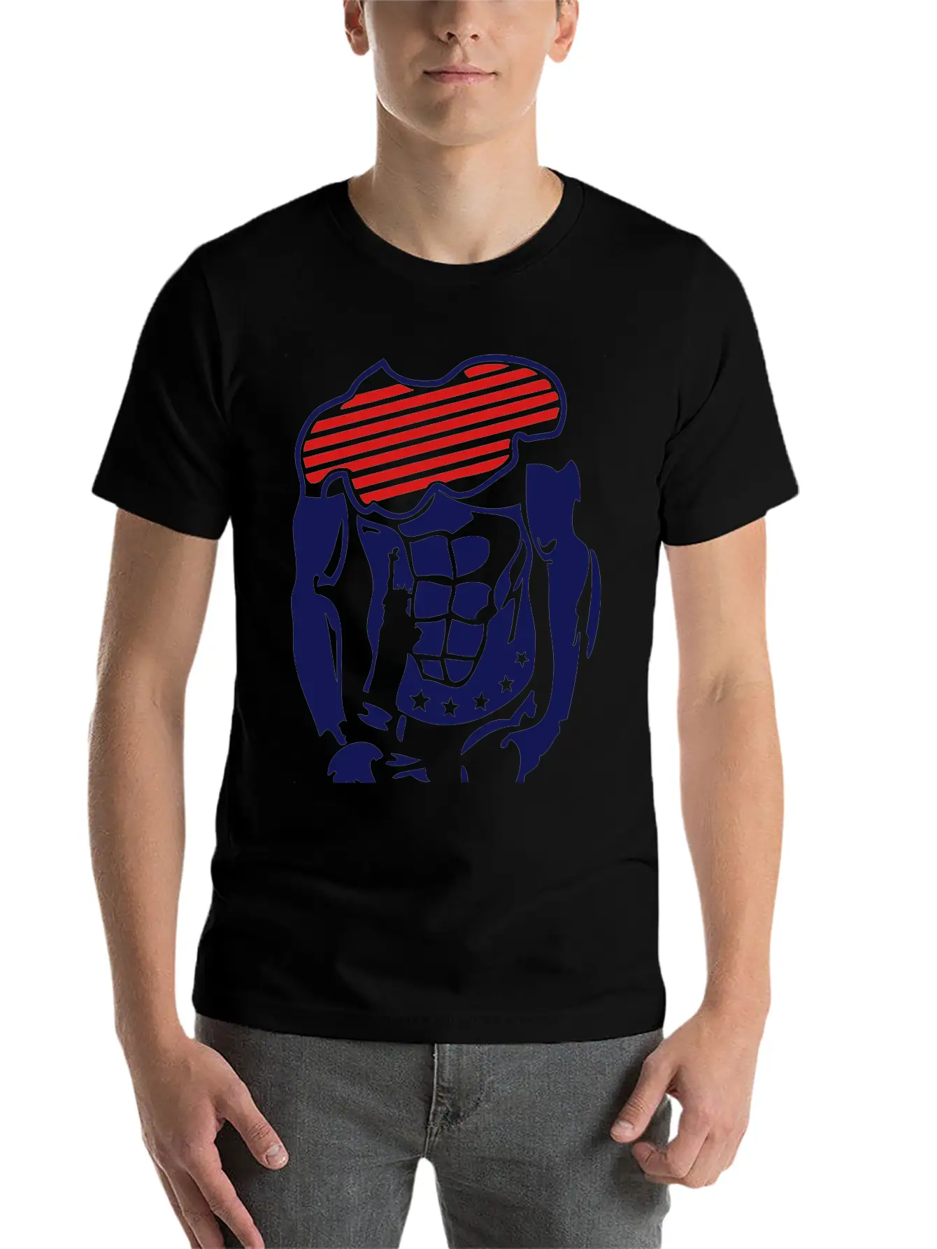 Muscular Body American 1 Unisex Short Sleeve Soft Cotton T-Shirt – Casual Everyday Wear