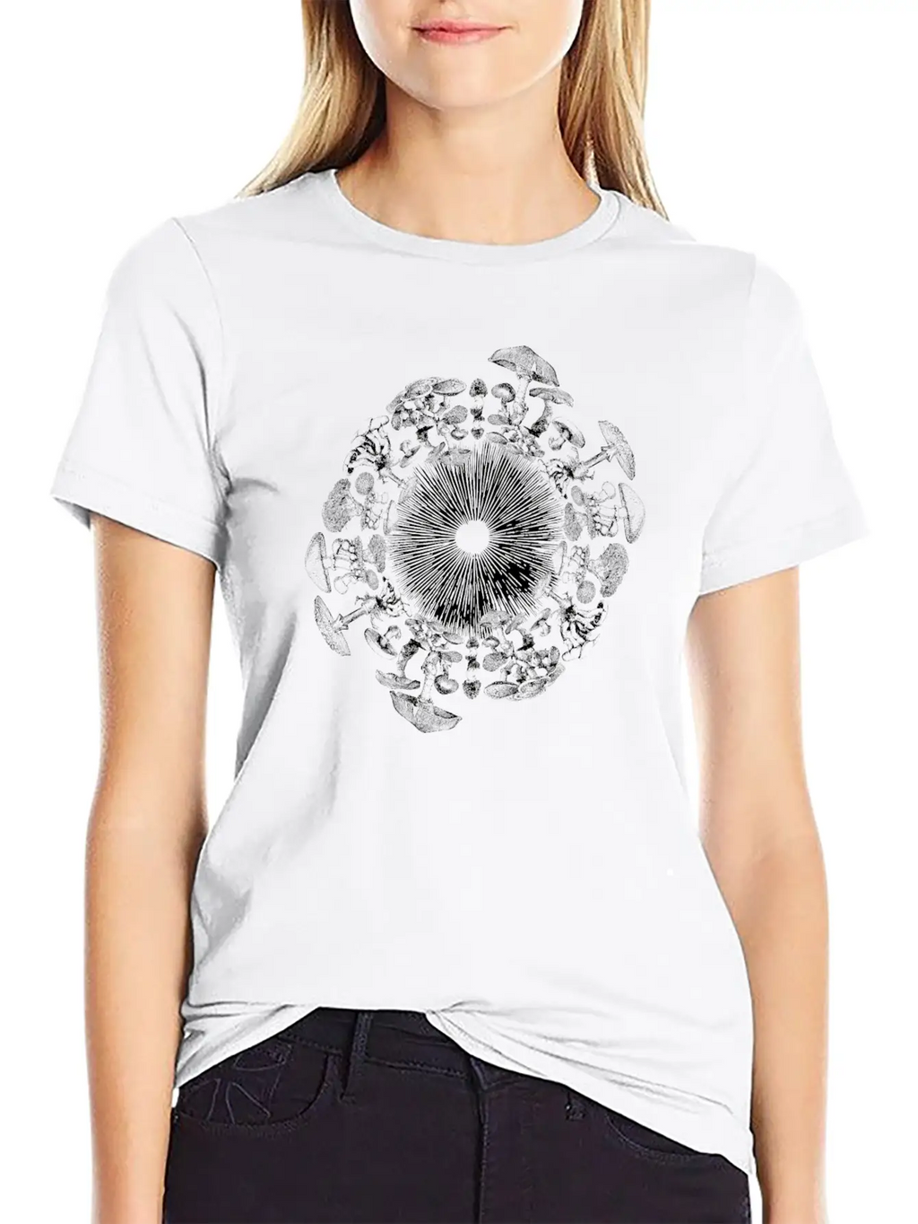 Mushroom Iris Mycology Spore Print Unisex Short Sleeve Soft Cotton T-Shirt – Casual Everyday Wear