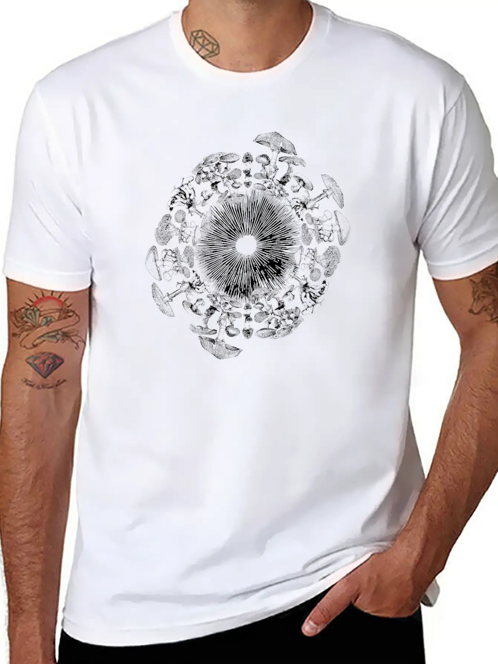 Mushroom Iris Mycology Spore Print Unisex Short Sleeve Soft Cotton T-Shirt – Casual Everyday Wear