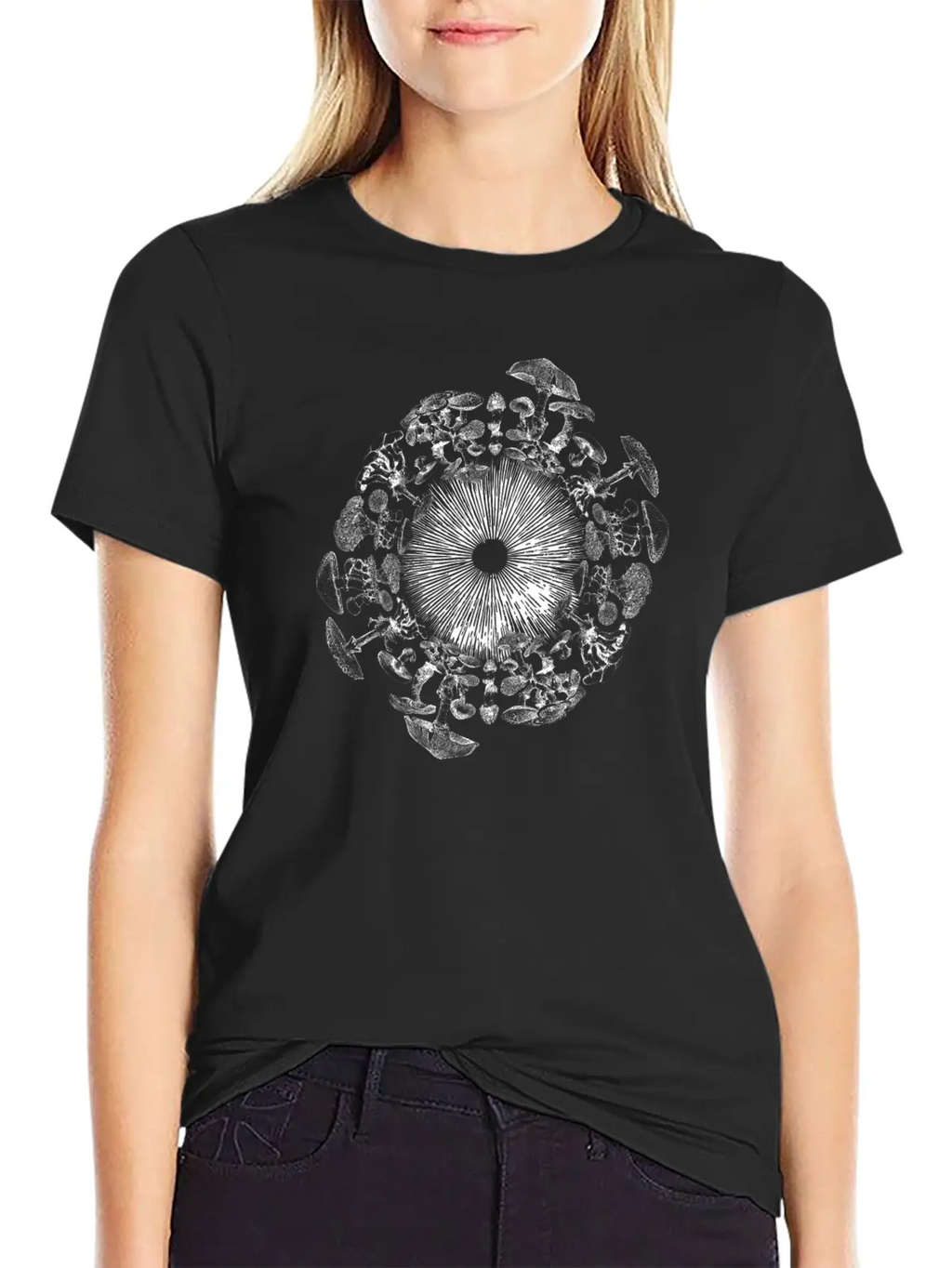 Mushroom Iris Mycology Spore Print Unisex Short Sleeve Soft Cotton T-Shirt – Casual Everyday Wear