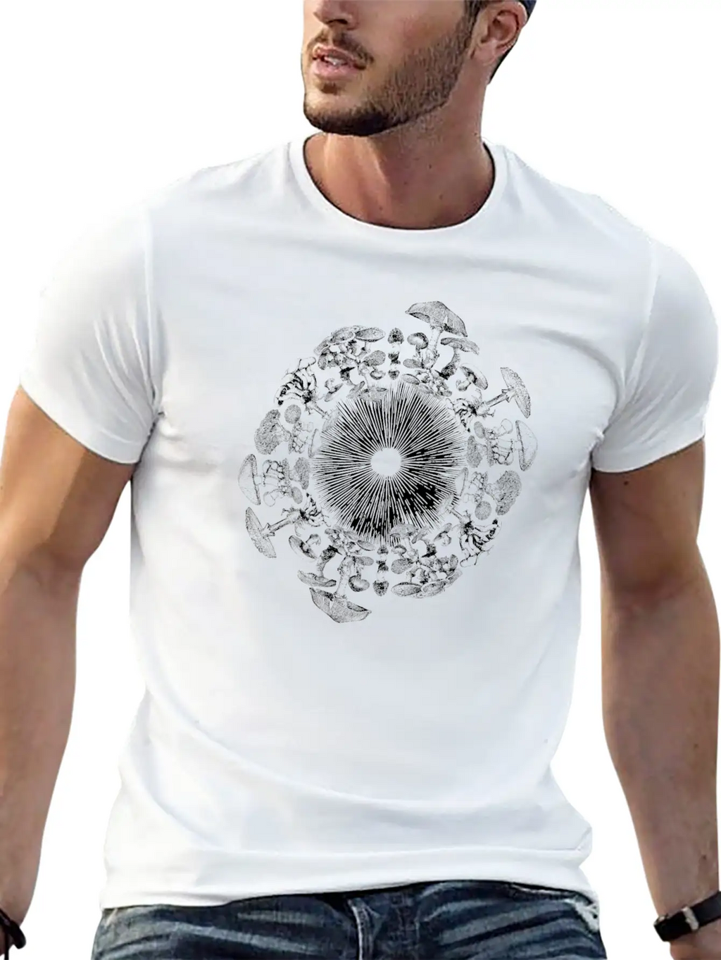Mushroom Iris Mycology Spore Print Unisex Short Sleeve Soft Cotton T-Shirt – Casual Everyday Wear