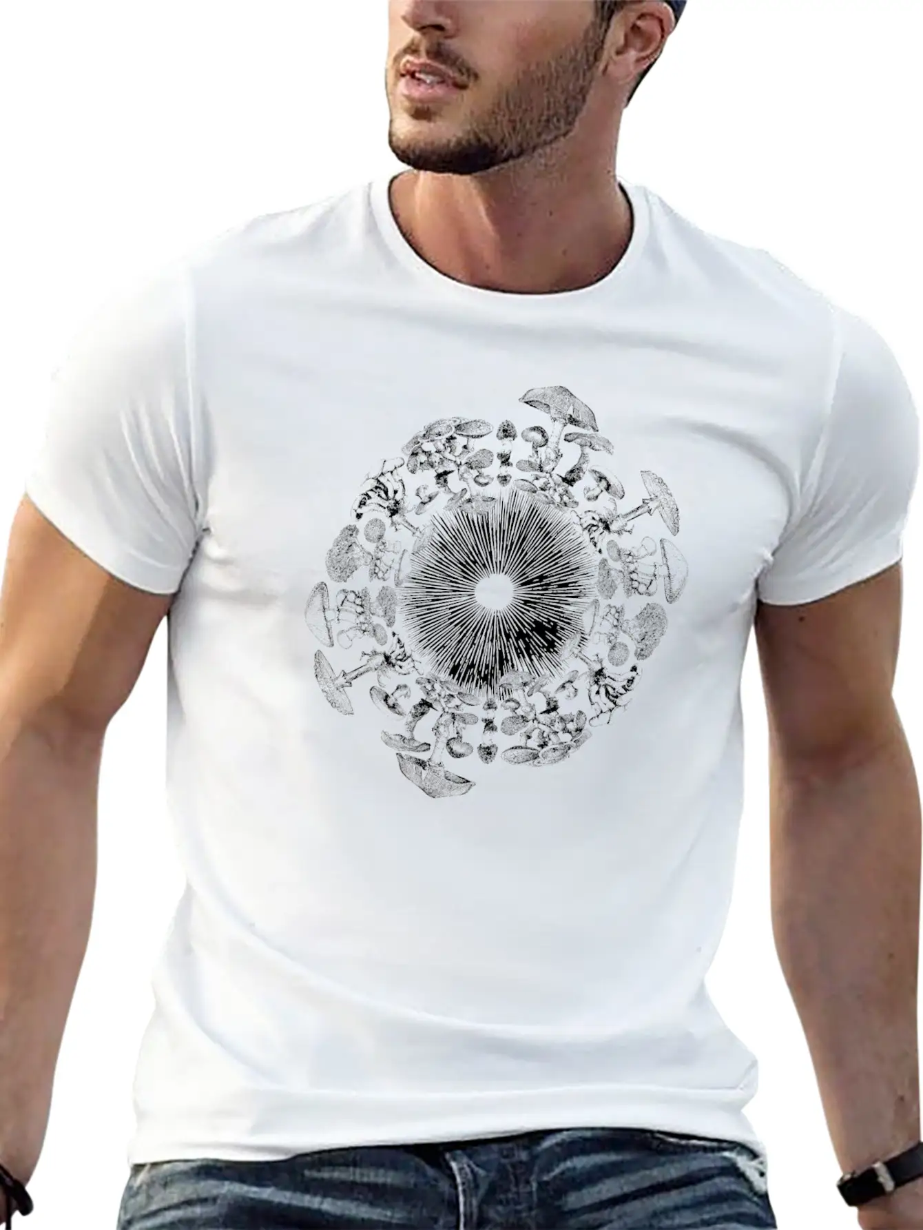 Mushroom Iris Mycology Spore Print Unisex Short Sleeve Soft Cotton T-Shirt – Casual Everyday Wear