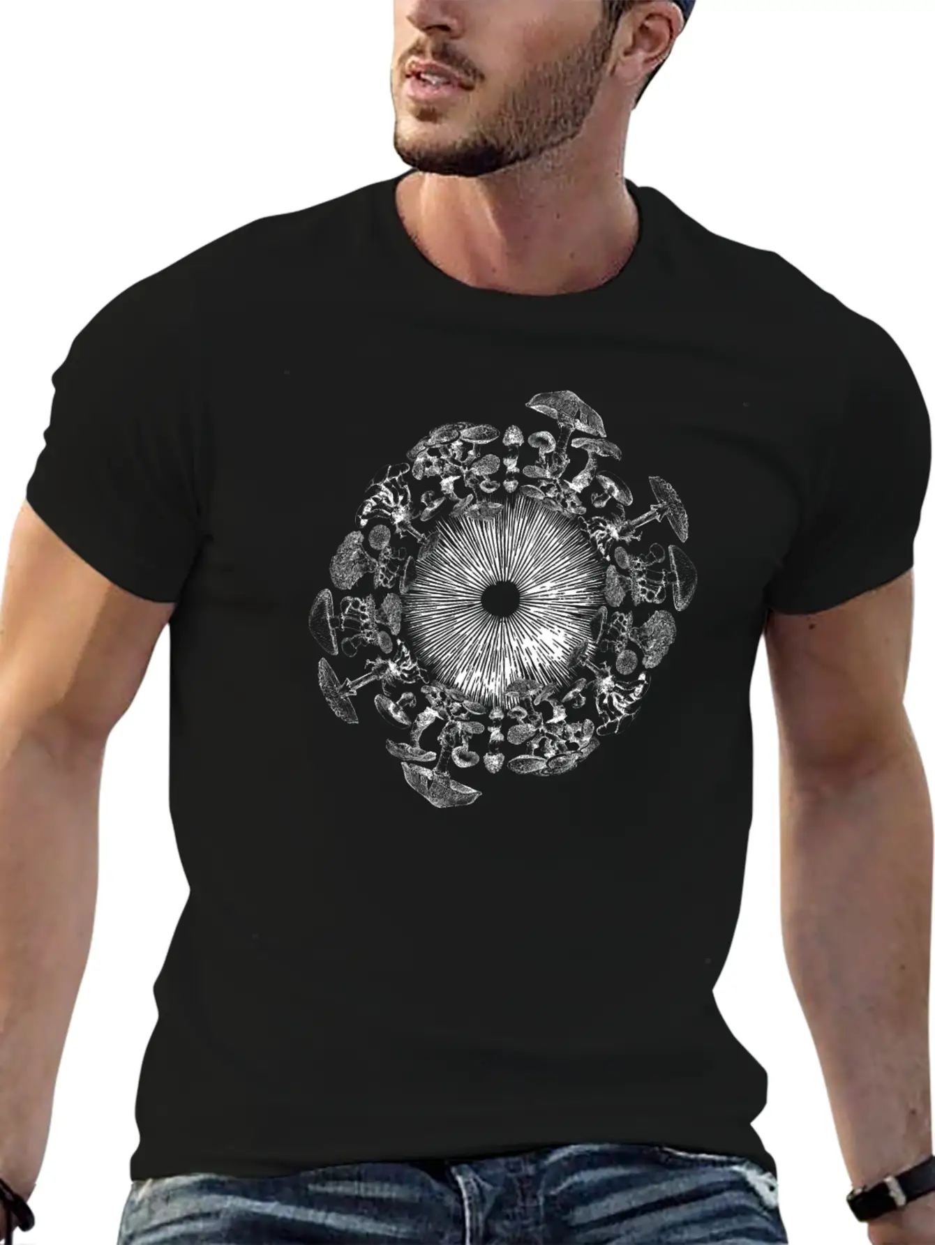 Mushroom Iris Mycology Spore Print Unisex Short Sleeve Soft Cotton T-Shirt – Casual Everyday Wear