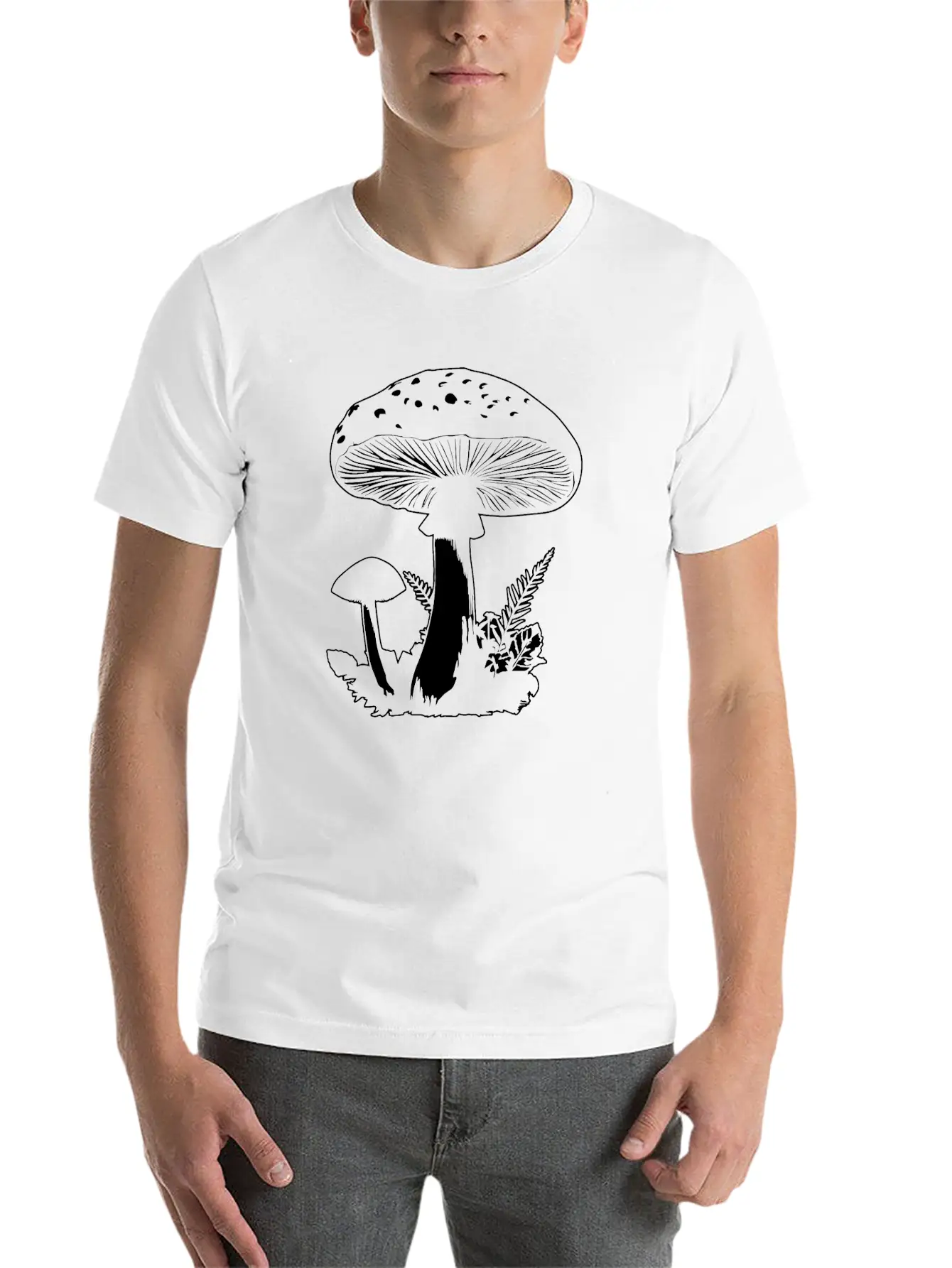 Mushroom Picker Fungi Forest Unisex Short Sleeve Soft Cotton T-Shirt – Casual Everyday Wear