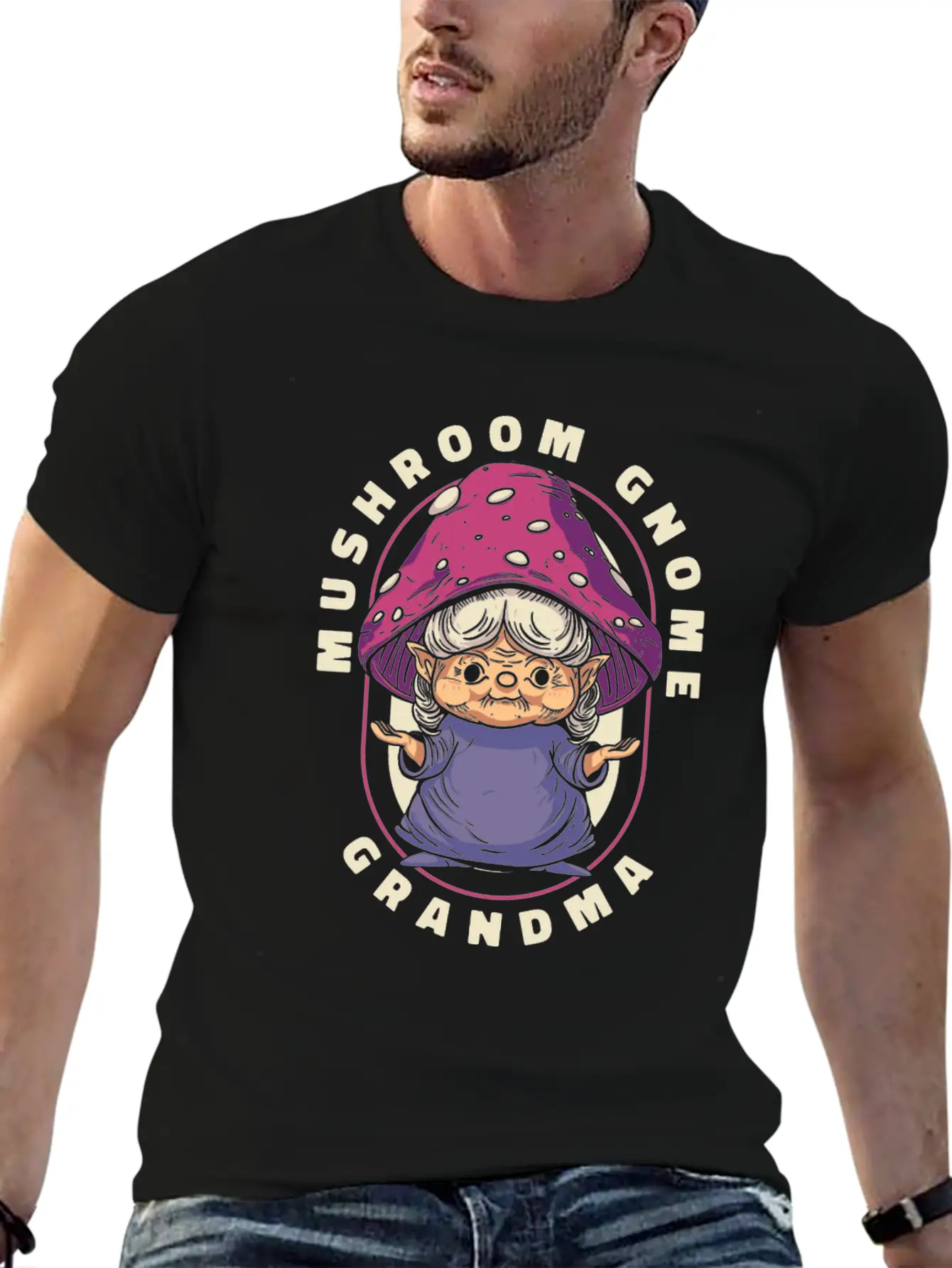Mushroom Shrooming Grandma Mushroom Gnome Unisex Short Sleeve Soft Cotton T-Shirt – Casual Everyday Wear