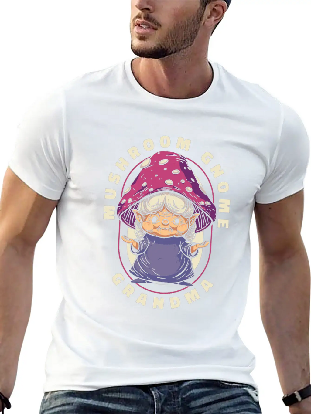 Mushroom Shrooming Grandma Mushroom Gnome Unisex Short Sleeve Soft Cotton T-Shirt – Casual Everyday Wear