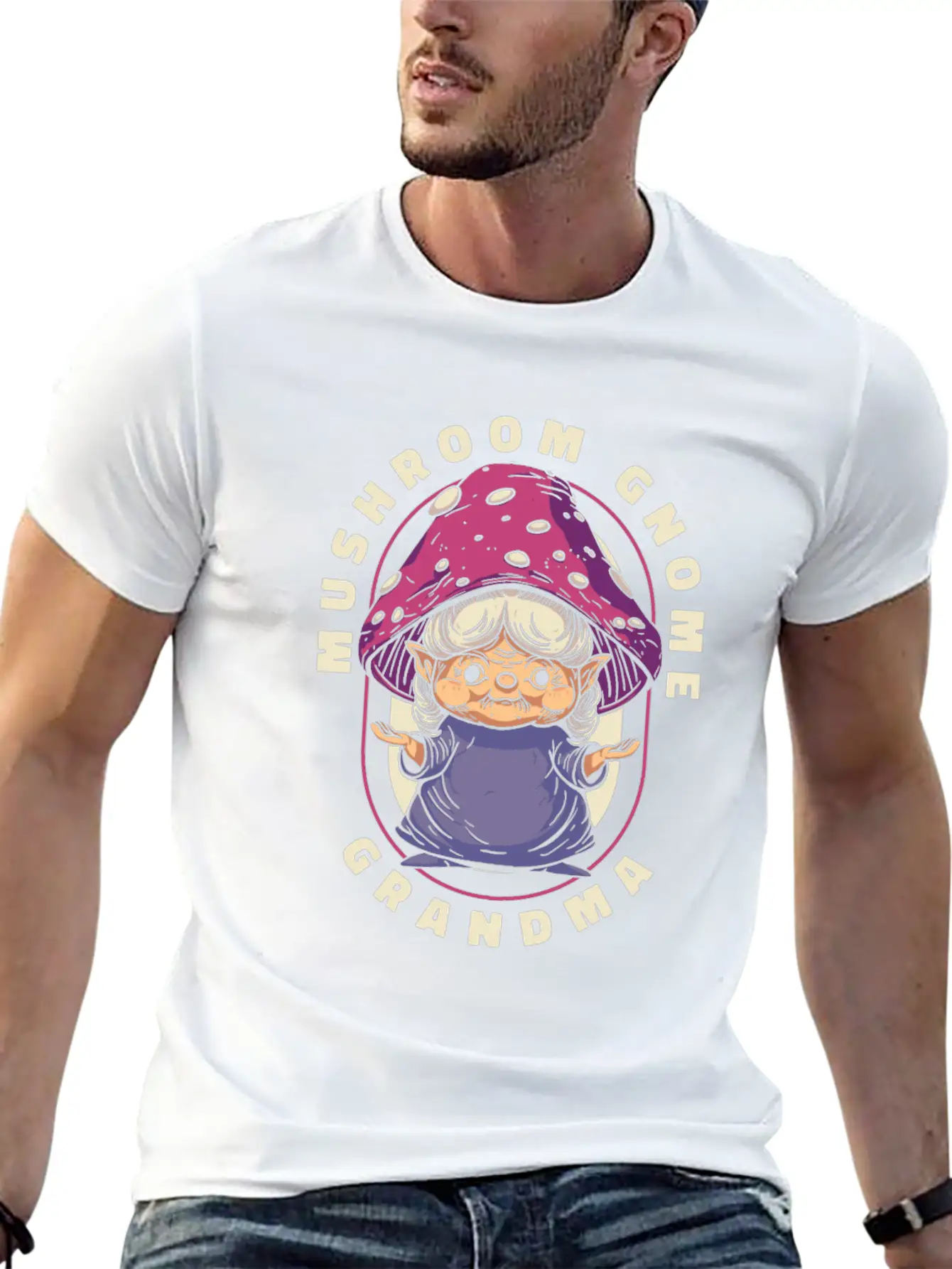 Mushroom Shrooming Grandma Mushroom Gnome Unisex Short Sleeve Soft Cotton T-Shirt – Casual Everyday Wear