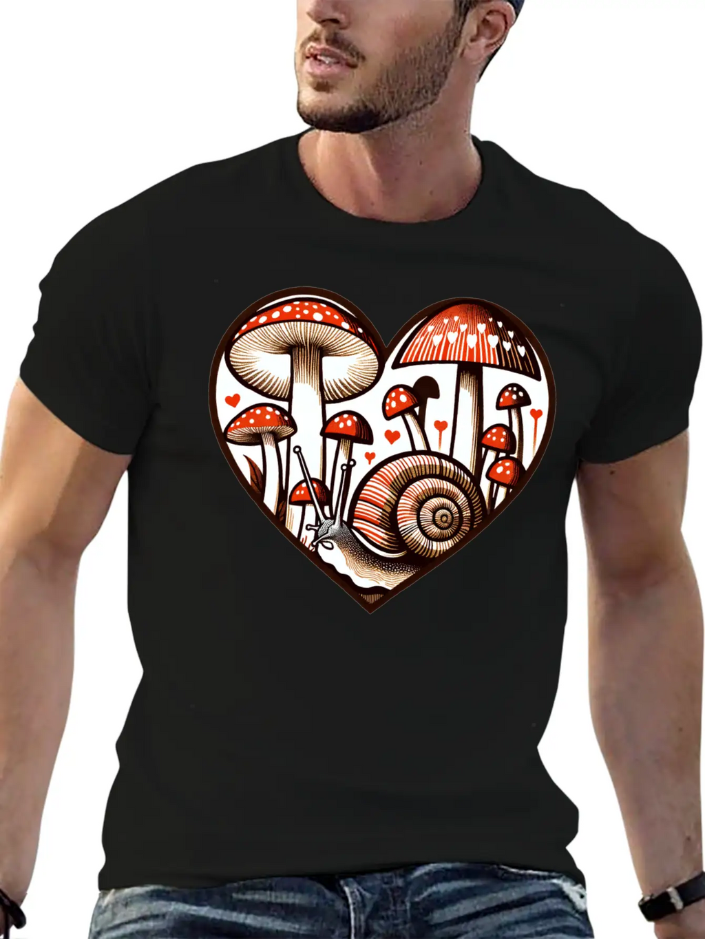 Mushroom Snail Unisex Casual T-Shirt – Clean Design For Daily Comfort