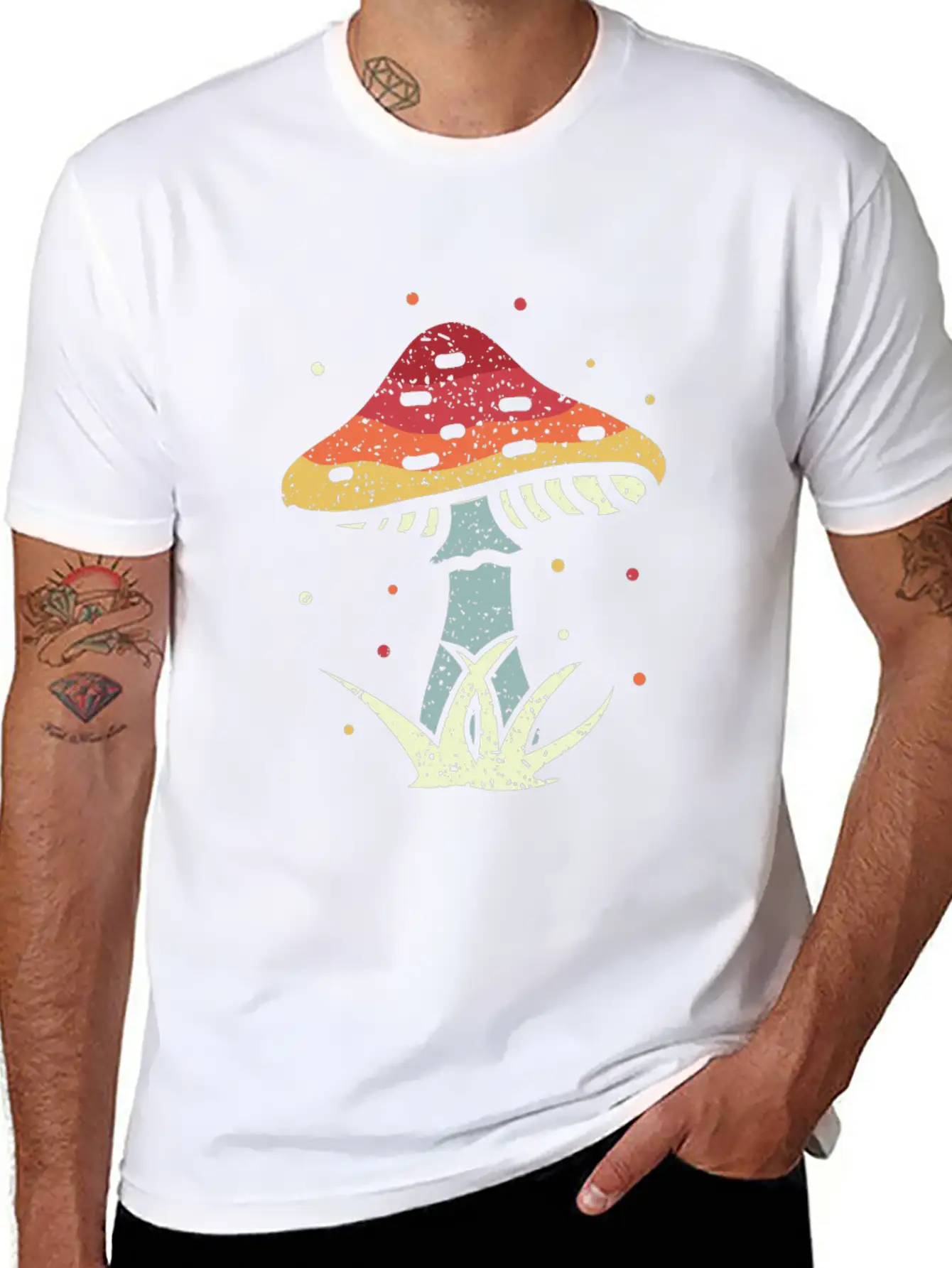 Mushrooms Vintage Retro Mushroom Hunter Gift Unisex Short Sleeve Soft Cotton T-Shirt – Casual Everyday Wear