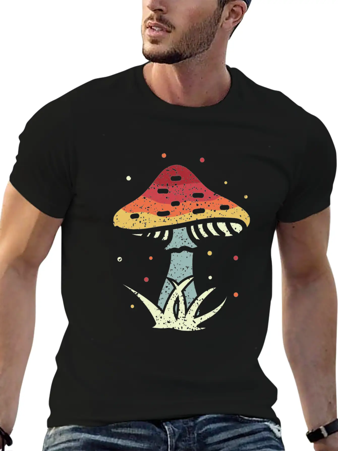 Mushrooms Vintage Retro Mushroom Hunter Gift Unisex Short Sleeve Soft Cotton T-Shirt – Casual Everyday Wear