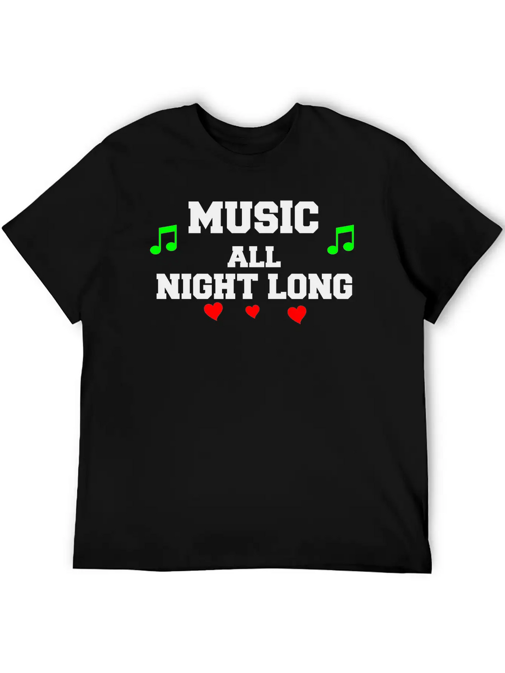Music All Night Long Vector Unisex Casual T-Shirt – Clean Design For Daily Comfort