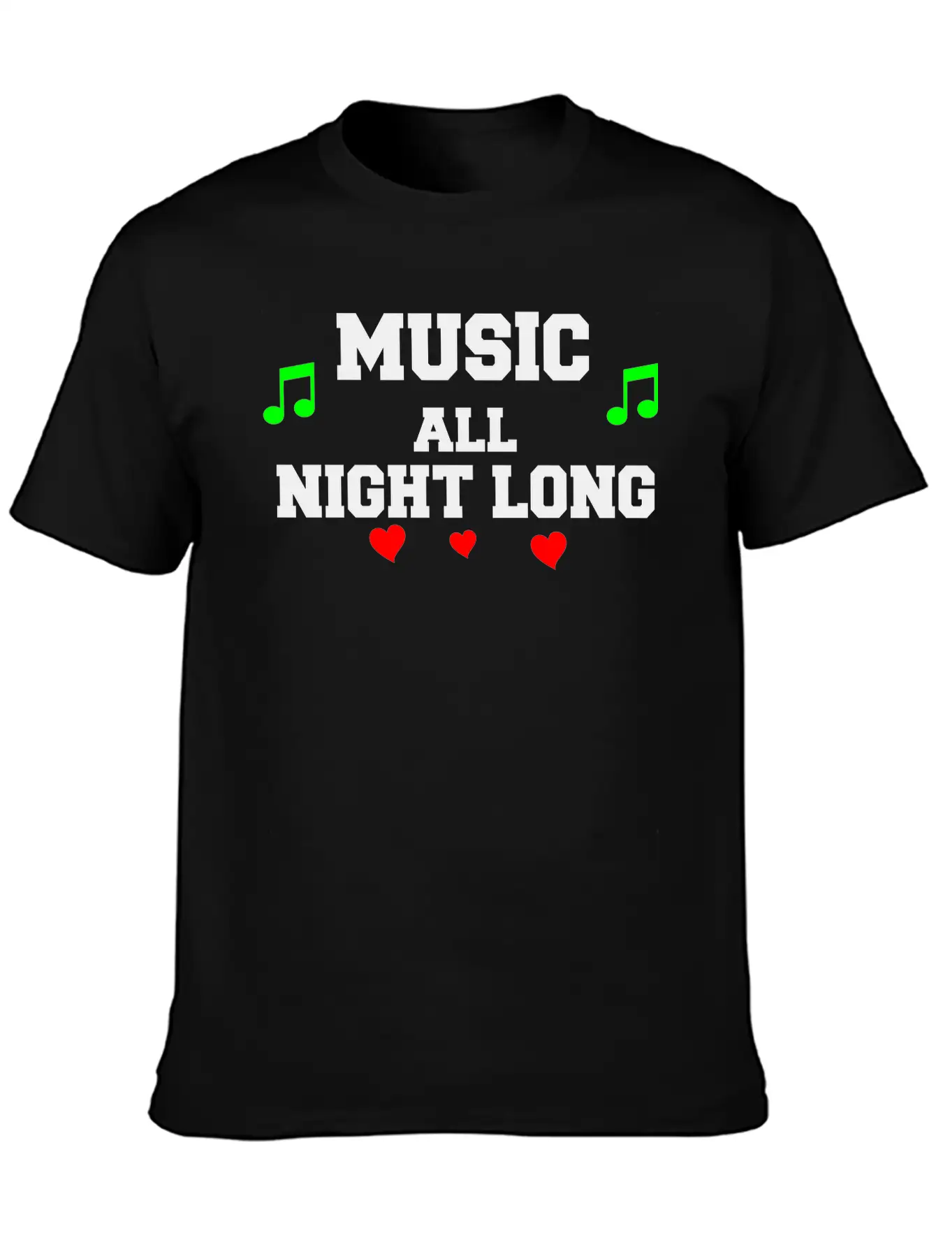 Music All Night Long Vector Unisex Casual T-Shirt – Clean Design For Daily Comfort