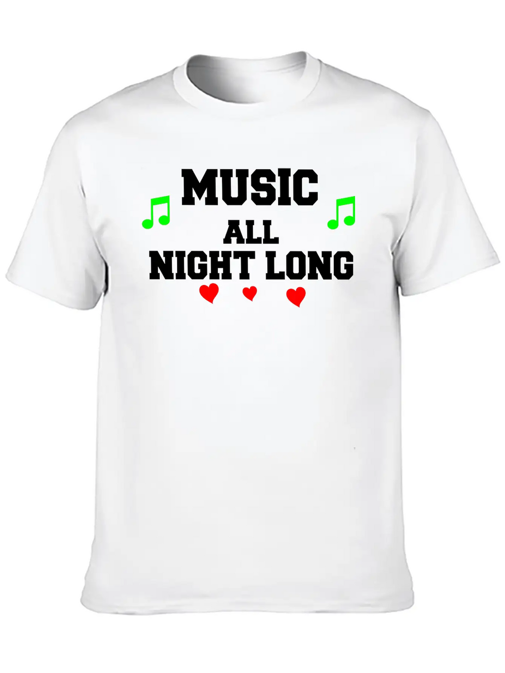 Music All Night Long Vector Unisex Casual T-Shirt – Clean Design For Daily Comfort