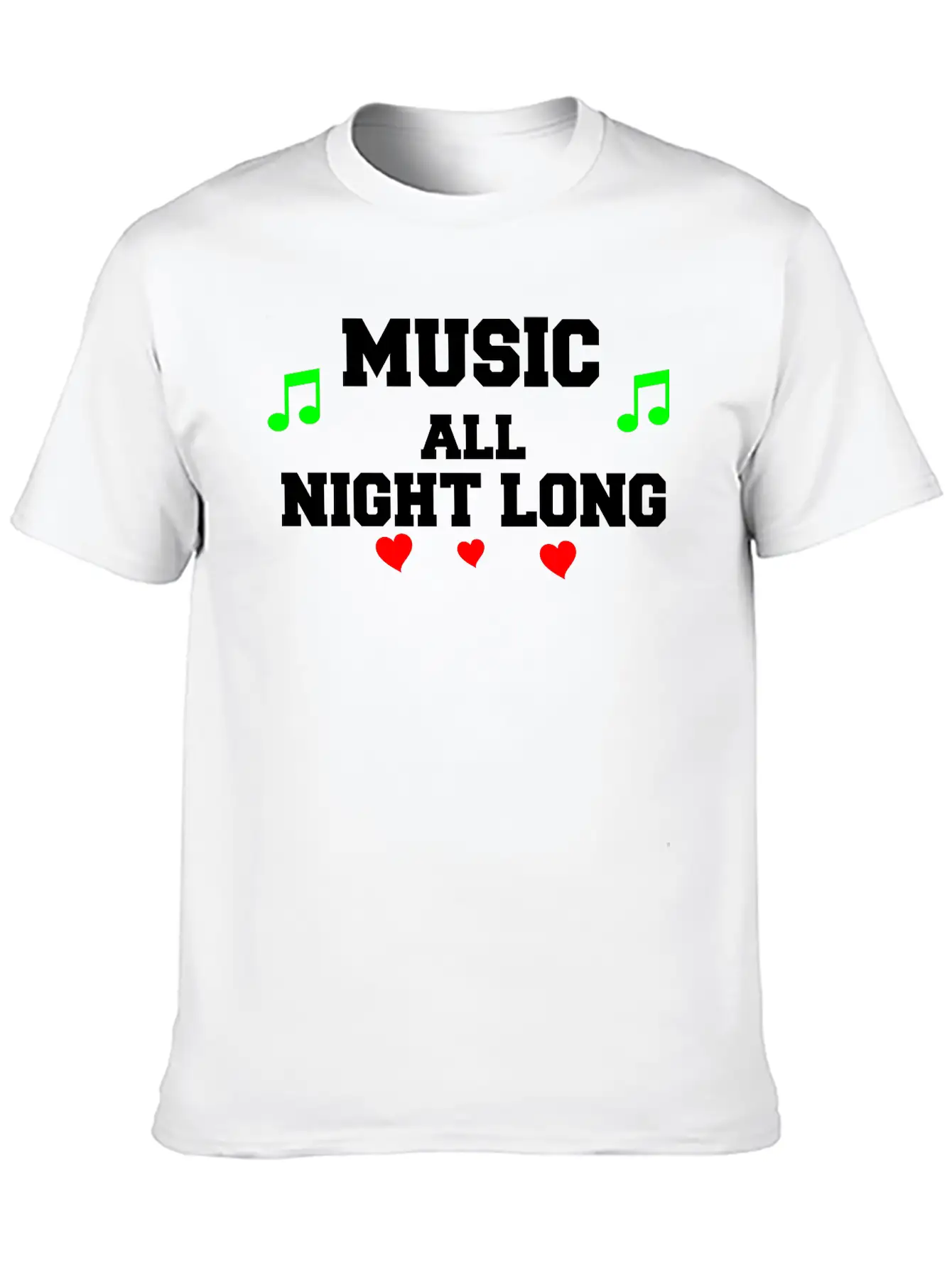 Music All Night Long Vector Unisex Casual T-Shirt – Clean Design For Daily Comfort