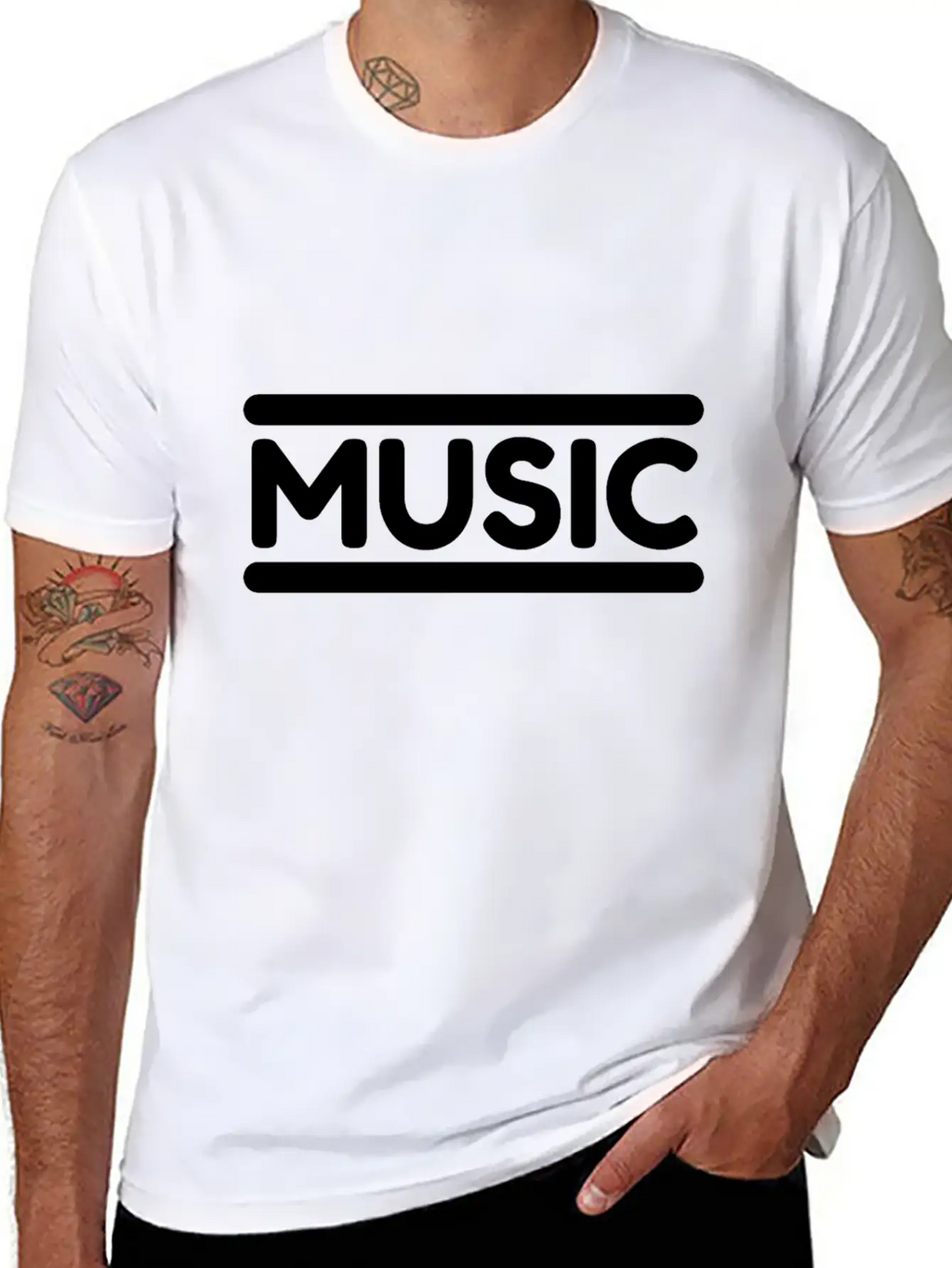 Music - Black Unisex Casual T-Shirt – Clean Design For Daily Comfort