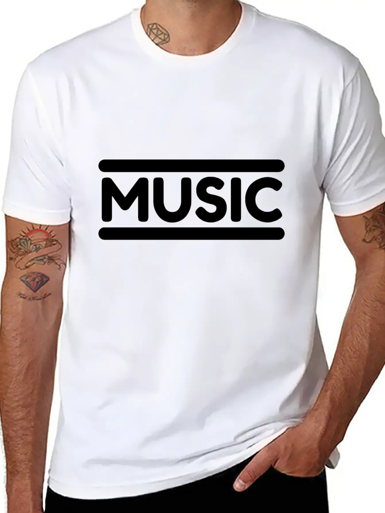 Music - Black Unisex Casual T-Shirt – Clean Design For Daily Comfort